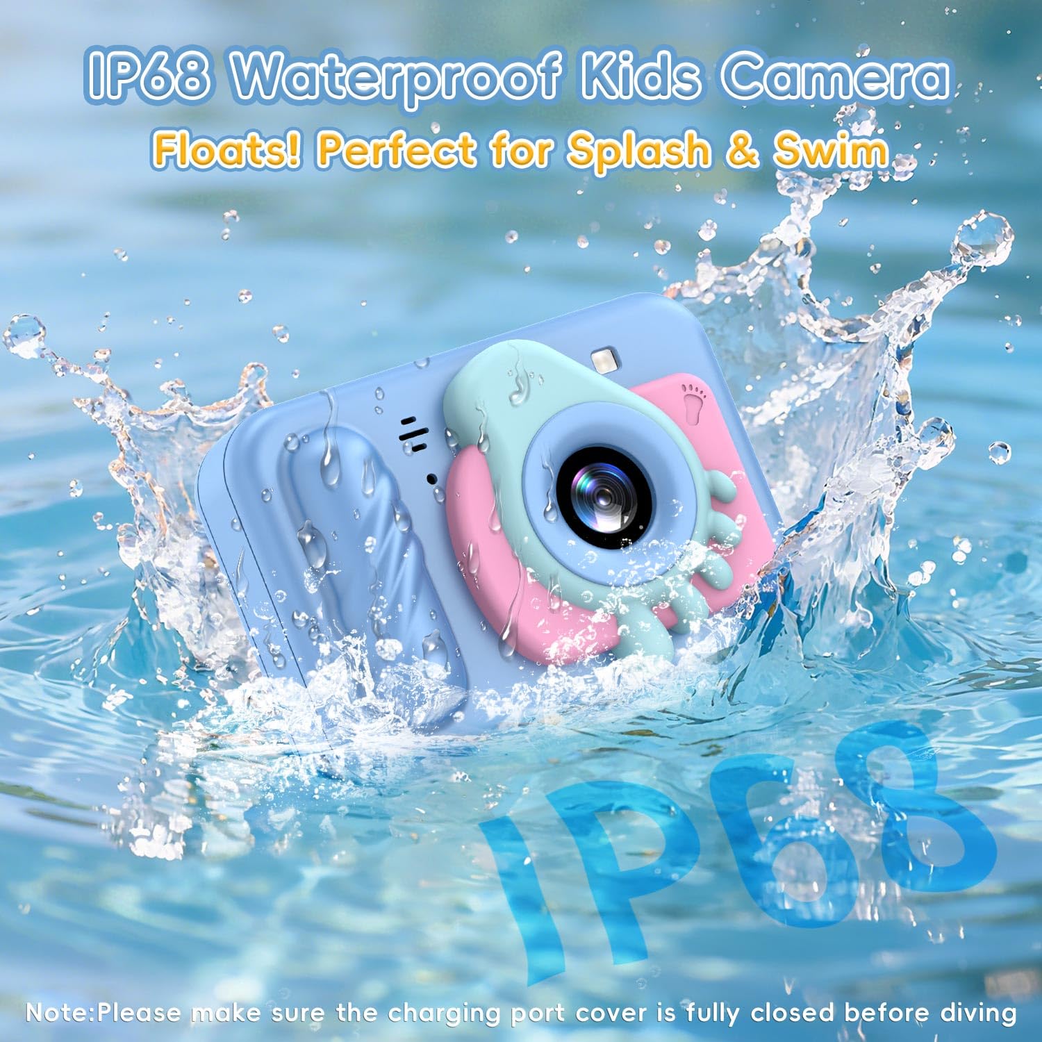 Caméra sous-marine étanche pour enfants, appareil photo numérique HD pour tout-petits avec enregistrement vidéo 1080p, cadeau d'anniversaire idéal pour garçons et filles de 3 à 12 ans avec carte de 32