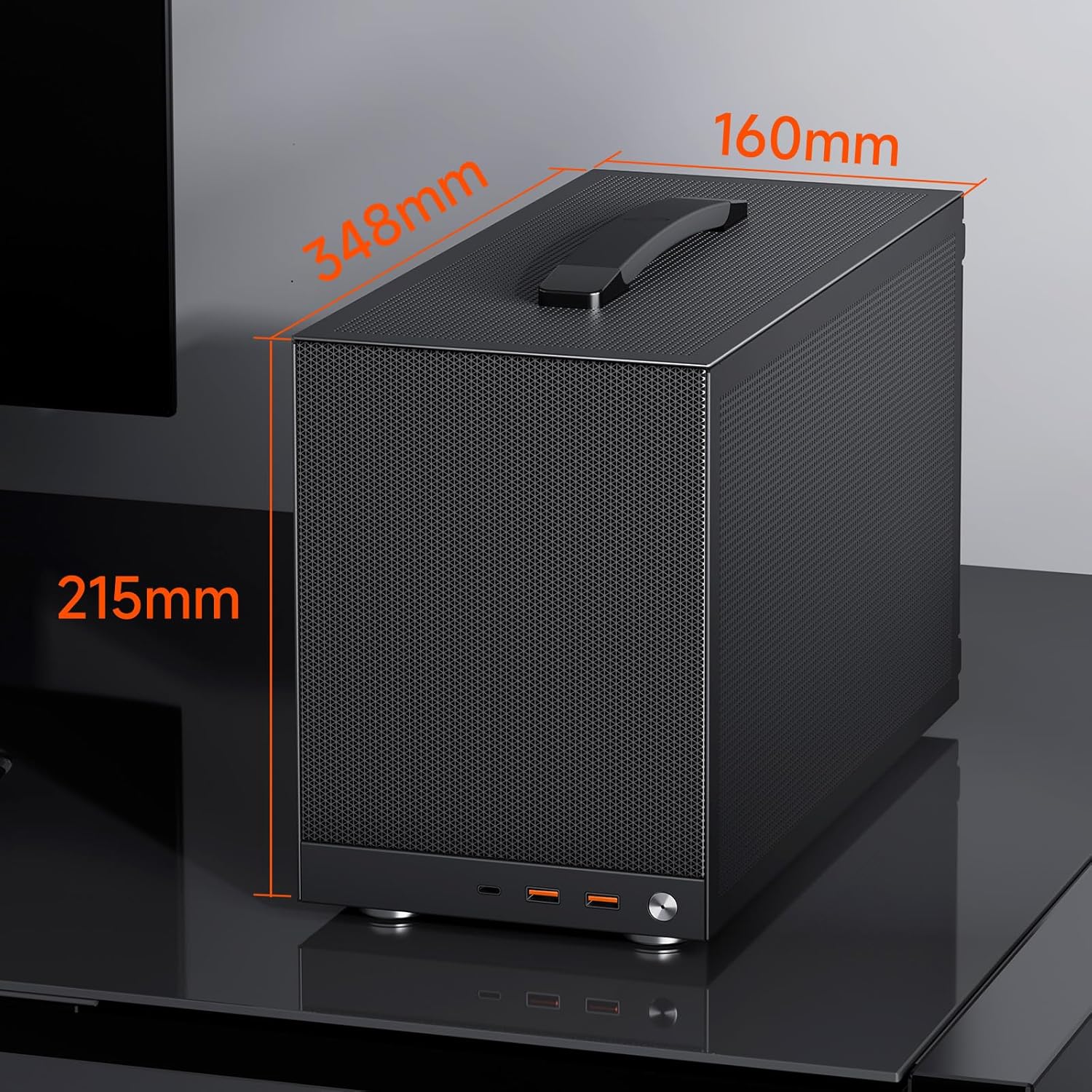 PCCOOLER CPS K101 Mini ITX PC Case, Mesh High Airflow SFF Chassis, Fits 340mm GPU, 3X 12015 Slim Fan Support, Ergonomic Handle, Tool-Free Side Panels, USB 3.0 & Type-C(Pcie Riser Cable Not Included)
