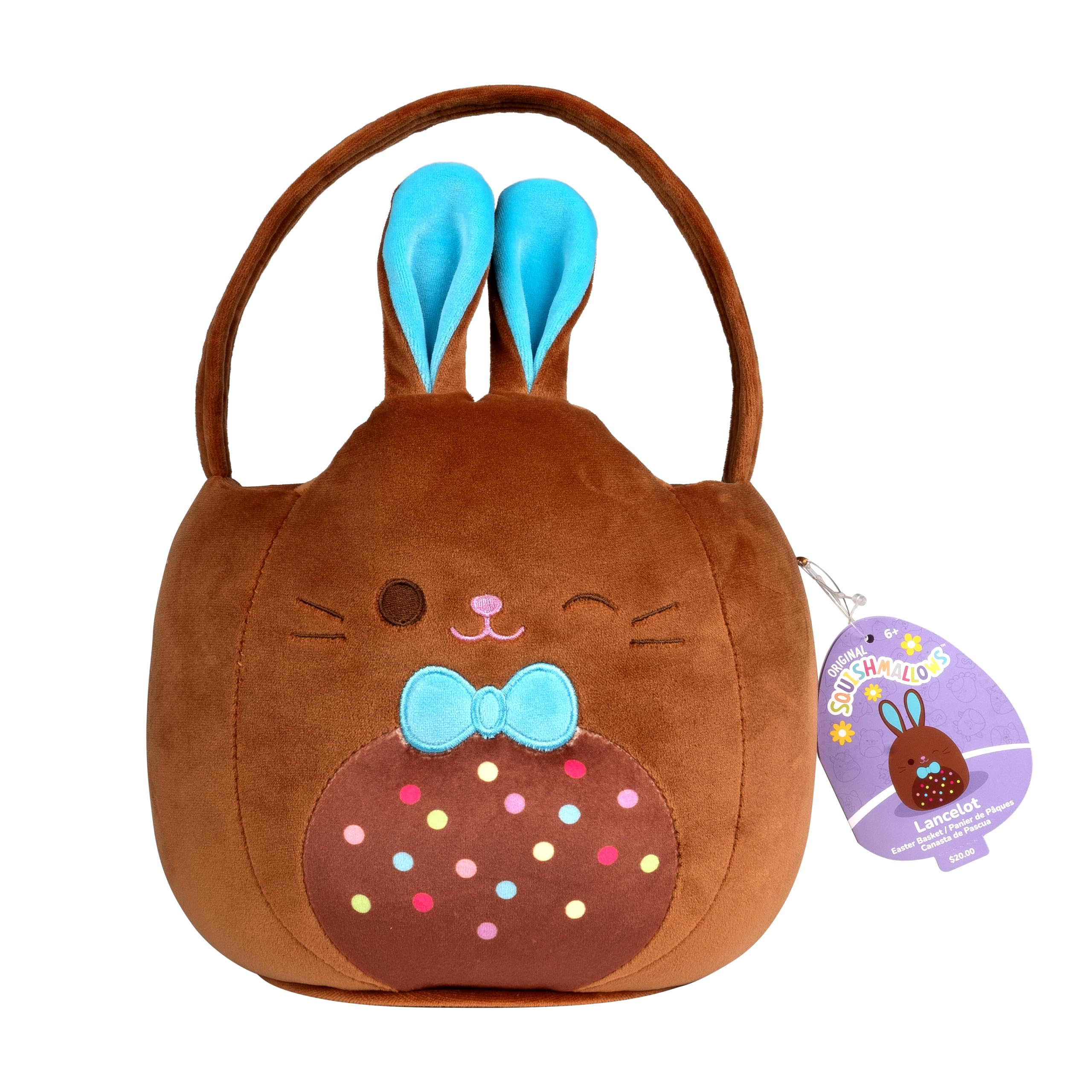Squishmallows Original 12in Lancelot the Chocolate Bunny Egg Hunt Basket – Ultrasoft Official Jazwares Plush Accessory