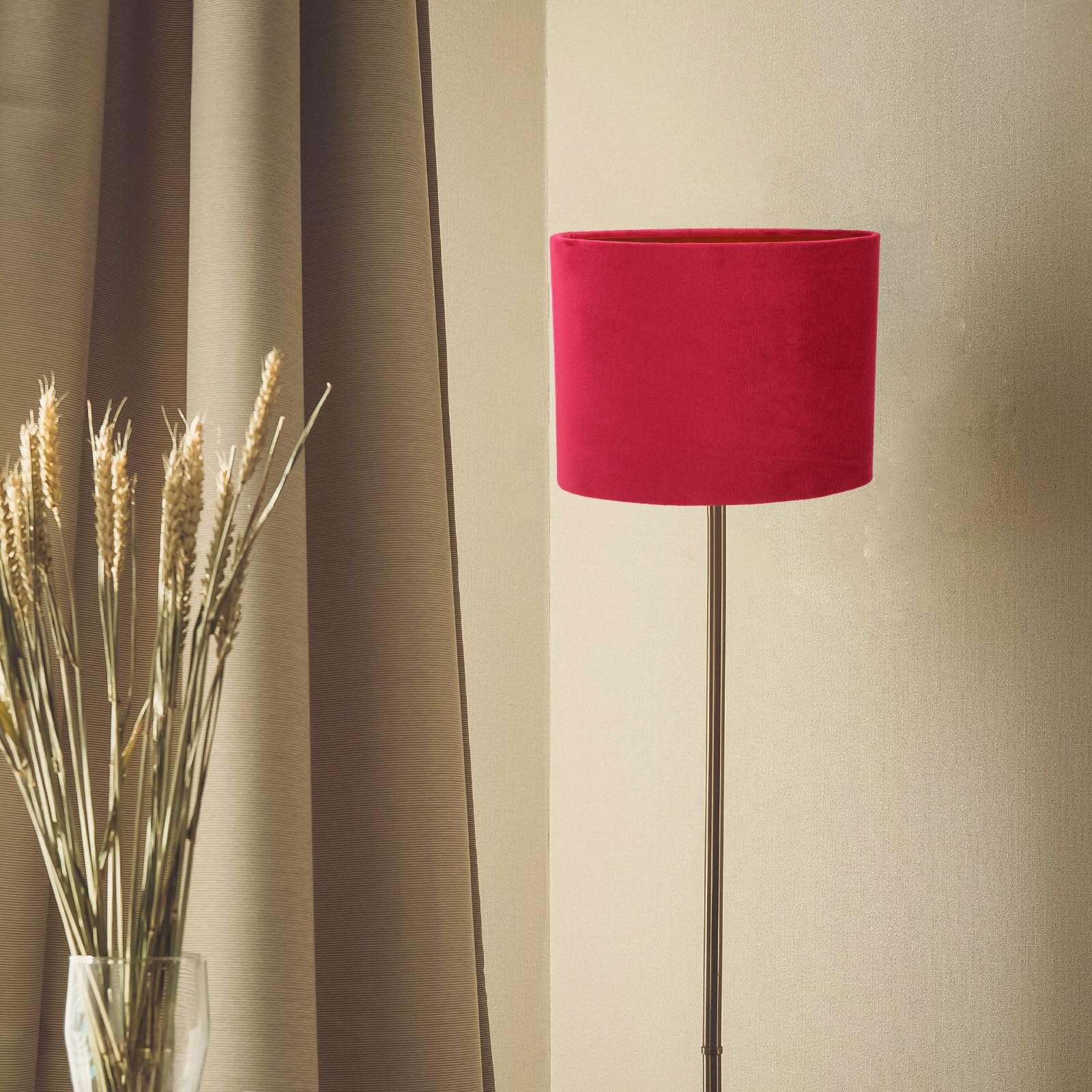 Małe abażury – owalne klosze do lamp wiszących, stołowa, stojąca, aksamitny materiał, klosz sufitowy ze złotą podszewką, zamiennik abażuru E27, 23 x 18,5 x 12 cm, czerwony