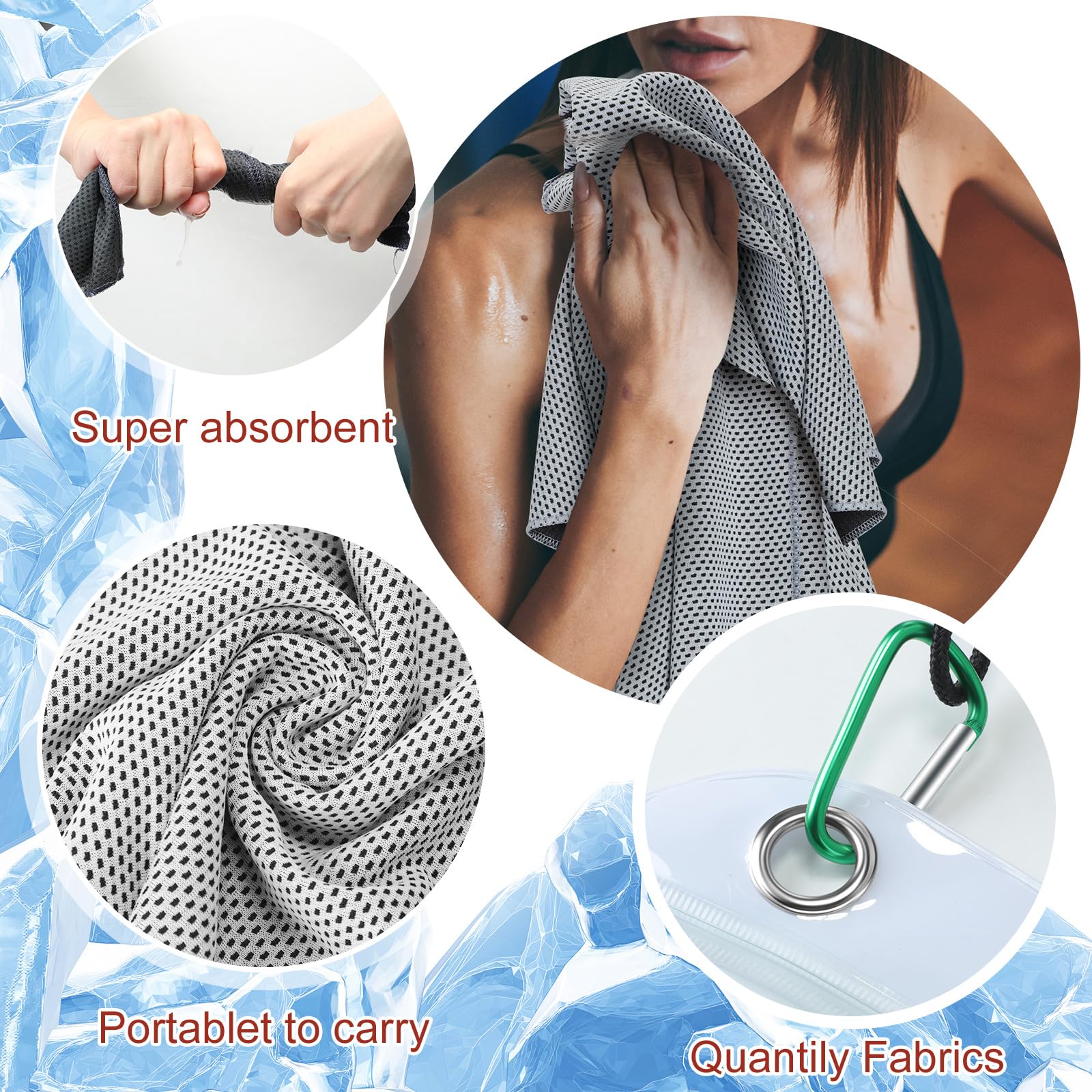 Paquete de 20 toallas de enfriamiento de microfibra, toalla deportiva transpirable, toalla fría con bolsa, toalla húmeda para cuello, hombres y mujeres, se mantiene fresco, yoga, gimnasio, golf,
