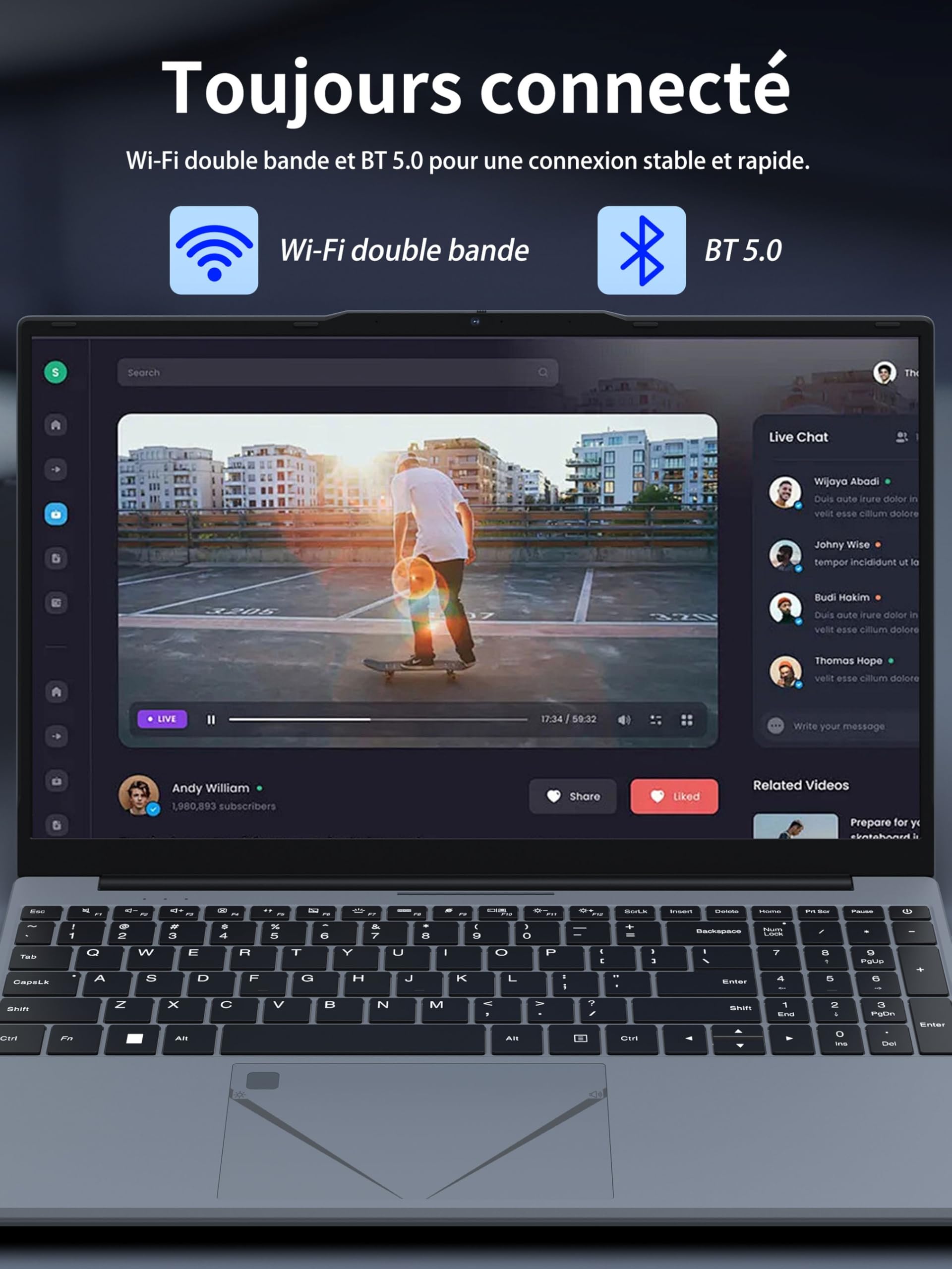 Amita PC Portable 15,6" FHD, Ryzen 5 3500U (Jusqu’à 3,7 GHz), Quad-Core, 16 Go RAM, SSD Ordinateur Portable Léger avec Touchpad Innovant & Webcam avec Interrupteur de Confidentialité, (450, Go)