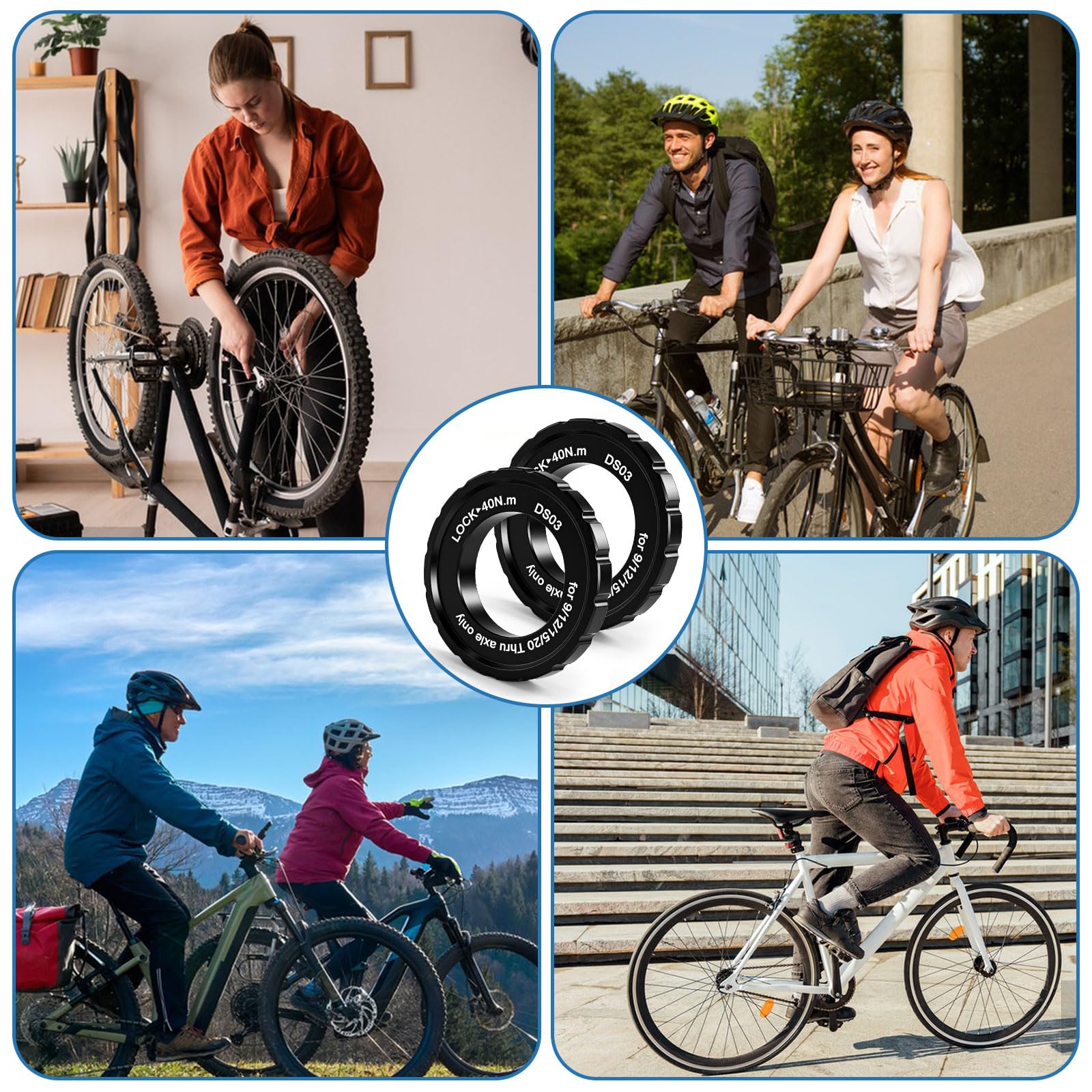 Pierścień blokujący Centerlock 44 x 26 x 8 mm, pierścień blokujący ze stopu aluminium, kompatybilny z Shimano do osi wtykowych 9/12/15/20 mm, do rowerów MTB i rowerowych, 2 szt