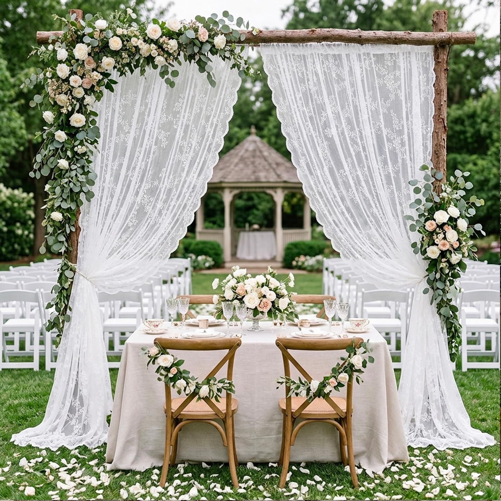 TZMFHD Vintage Style Lace Net Curtain with Dimensions 75cm Width by 200cm Length, Lace Curtains, Net Curtains for Windows, Soft Light Filtering and Privacy Protection