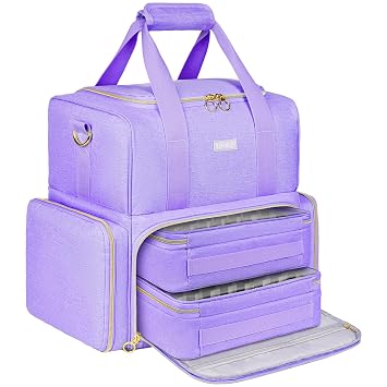 Nail Polish Organizer Holds 80+ Bottles,Nail Polish Carrying Case with 2 Removable Bags,Nail Organizers and Storage for Nail Tech,Portable Nail Supplies Holder,Mother Day Gift for Women Grils,Purple