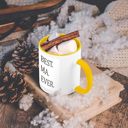 Miniatura 6 de 3dRose Best Ma Ever-Gifts - Taza de cerámica con apodos para mamás, color amarillo y blanco
