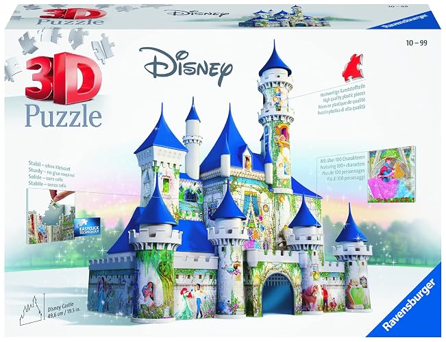 Ravensburger Disney Castle Puzzle - 216 Piece 3D Jigsaw | Easy Click Precision Fit | Fun for Kids and Adults | Durable Display Piece | Created by Experienced Artisans