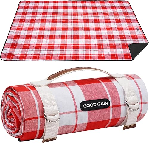 Miniatura 13 de Mantas de pícnic impermeables extragrandes y portátiles – Manta de playa plegable con correa de transporte Manta de parque para césped, Gris