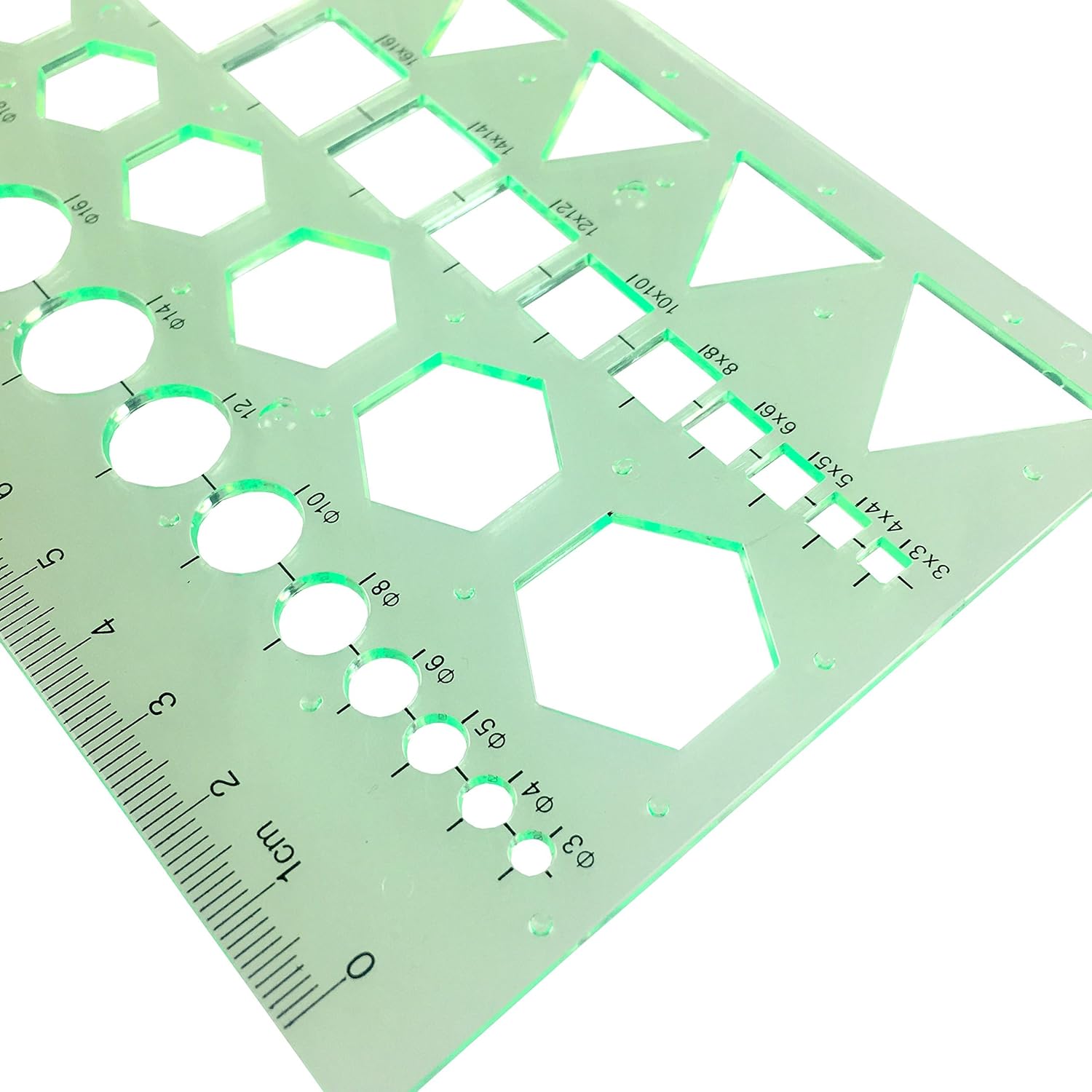 2PCS Plastic Green Measuring Templates Geometric Rulers for Office and School, Building formwork, Drawings templates : Office Products