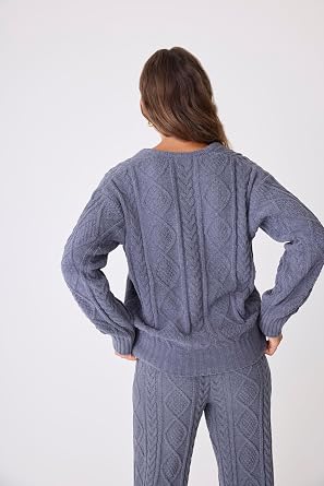PJ Salvage Women's Cable Crew Lounge Long Sleeve Top