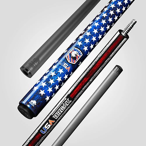 RHINO Voyager-USA Cue Sticks - (3/8-8 Joint) - 12.5mm Tip Diameter. Wrapless, Premium Carbon Fiber Shaft and Composite Butt