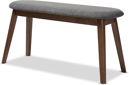 Baxton Studio Easton - Banco de madera tapizado de tela gris oscuro moderno de mediados de siglo Gris oscuro,Gris