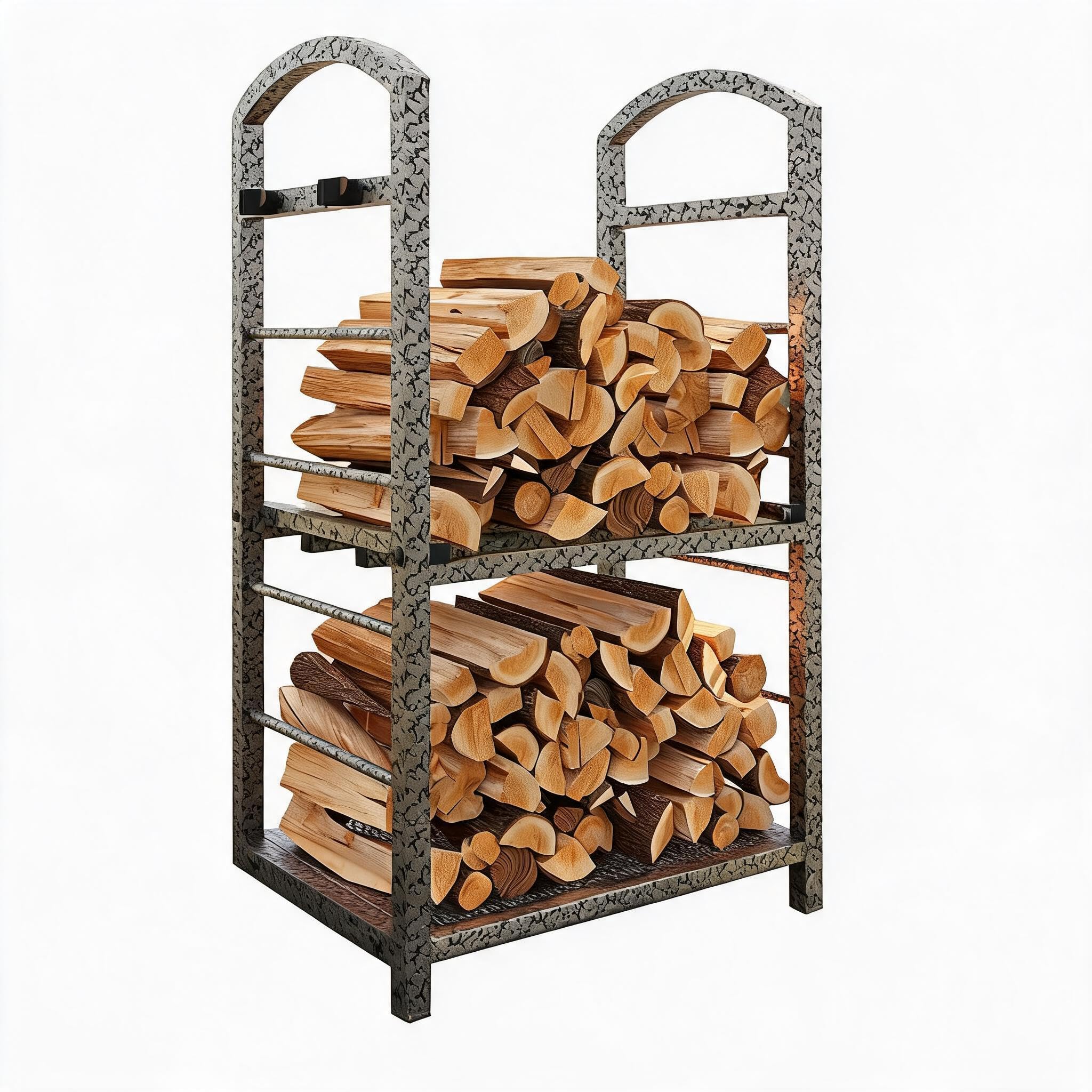 Zstar Leñero metálico resistente de 2 niveles, 30" de alto | Materiales premium construcción, máxima durabilidad
