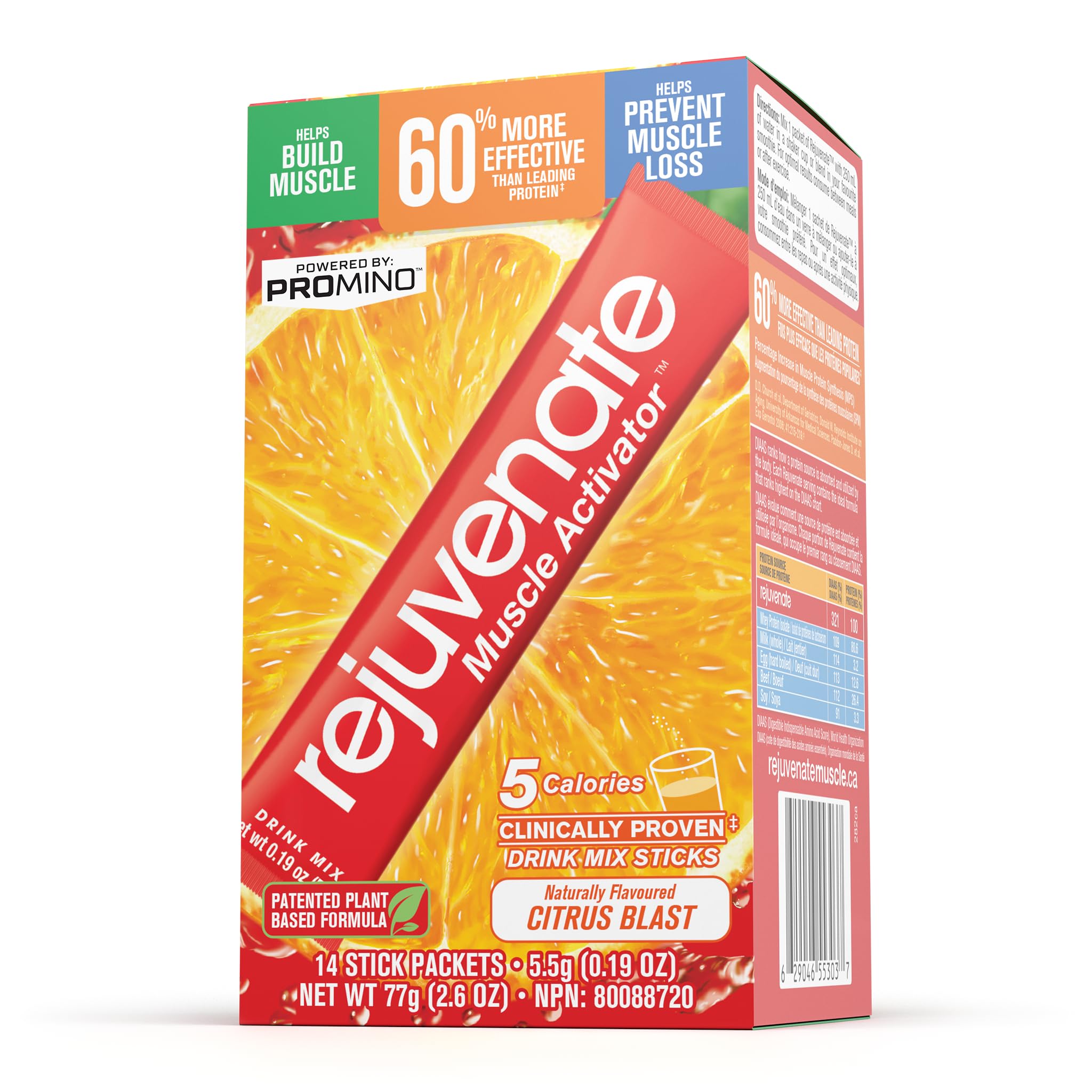 Rejuvenate Muscle Building Drink Sticks – Patented EAAs, 1 Stick = 40g Whey Protein Isolate, 11x Better Than Whey Protein, GLP-1 + Bariatric Approved*, Packaging May Vary, Citrus Blast, 14 Count