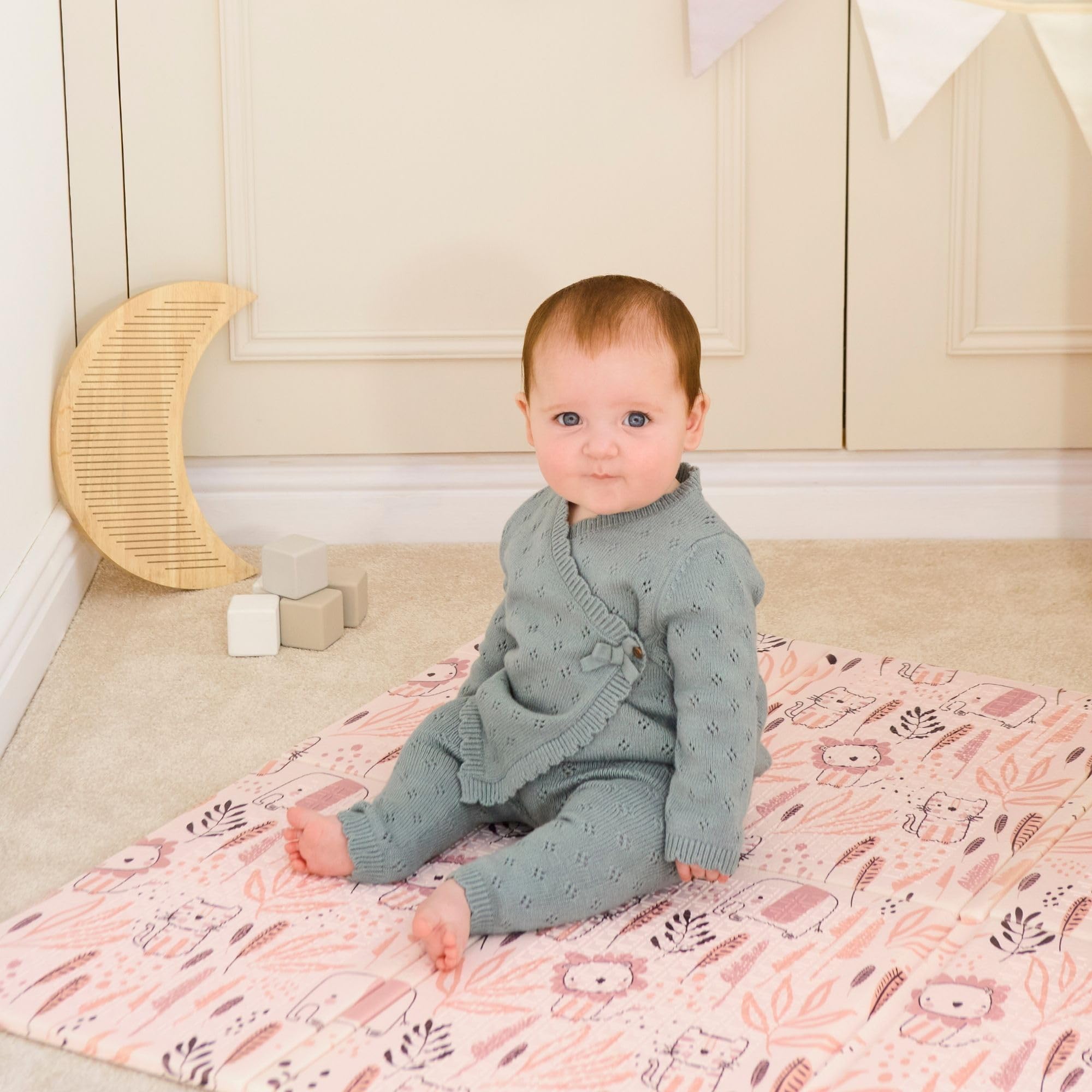 Nuby Fold n Go Reversible Play Mat - Easy Clean, Safari - Image 3