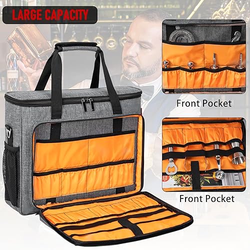 Miniatura 9 de Kit de camarero, juego de coctelera de 11 piezas con bolsa de transporte de viaje para camarero