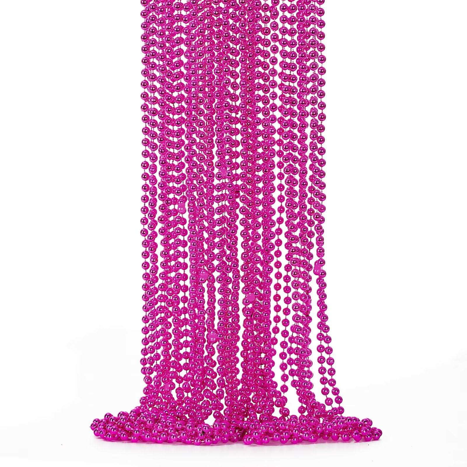 EOBOH 72PCS Bead Necklace, 33" Rose Red Bead Necklaces Bulk, Mardi Gras Beads Necklace Costume, Festival Parade Throw Accessories for Wedding Birthday Gender Reveal Party Events Supplies Decorations