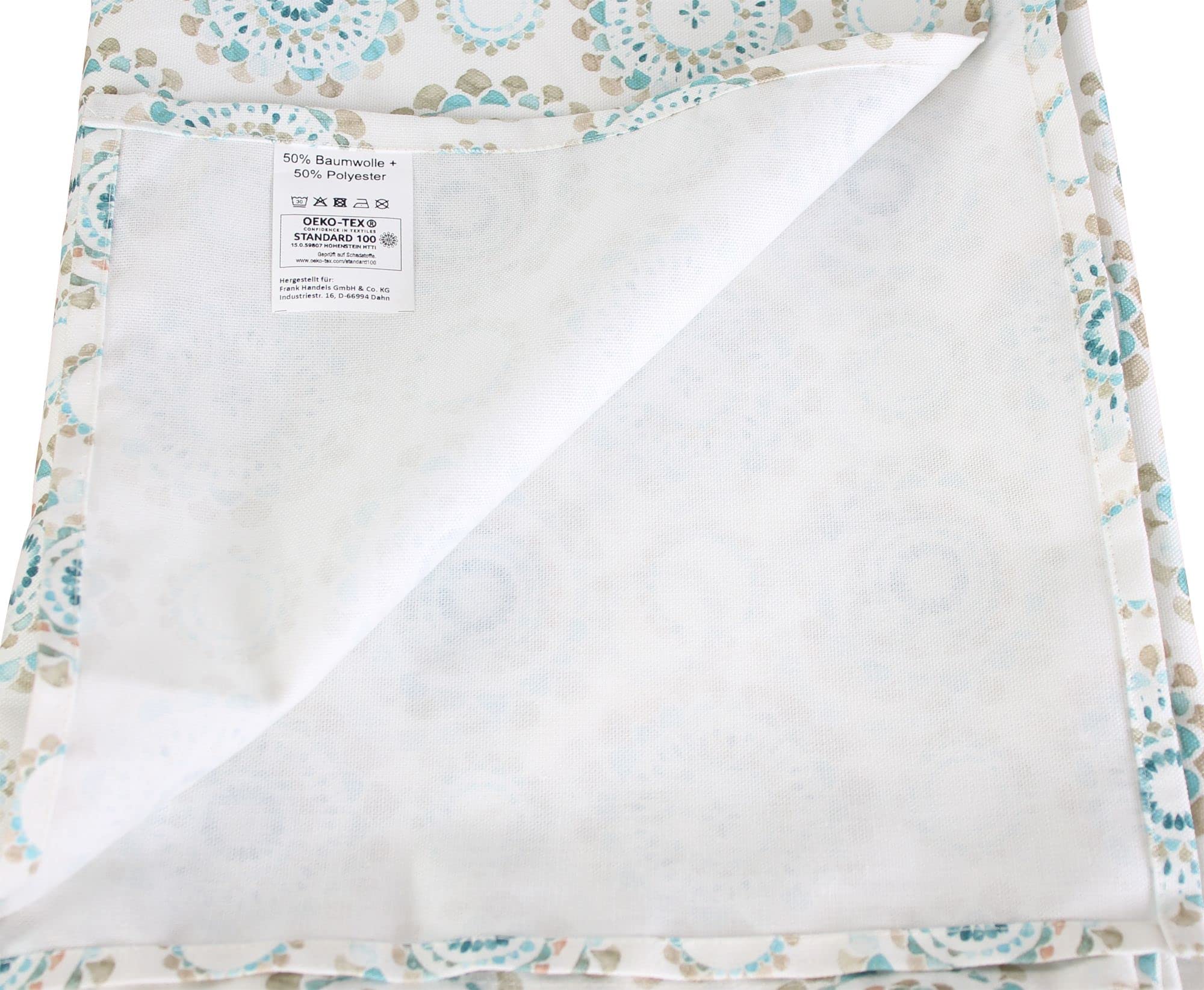 FRANK FLECHTWAREN Tafeldecke Light Living, cremefarbener Grundstoff, Alloverprint in zarten Farben, mit Fleckschutz, 50% Baumwolle, 50% Polyester, Maße: 140 x 240 cm