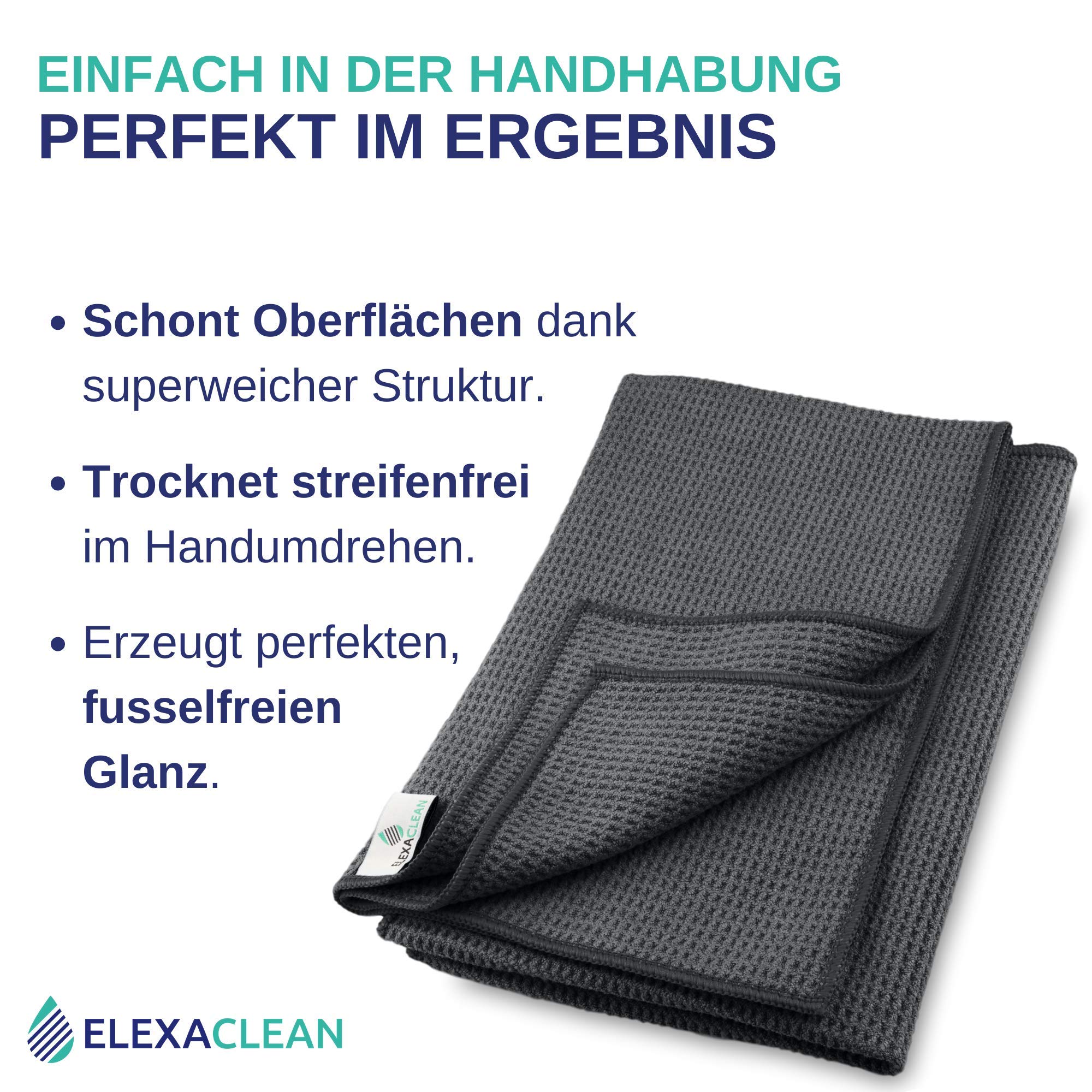 Torchons Microfibre Premium - 2 Chiffons Gaufrés Ultra-Absorbants Pour Cuisine, Voiture, Vitres - Gris Anthracite 60x40 Cm - 4