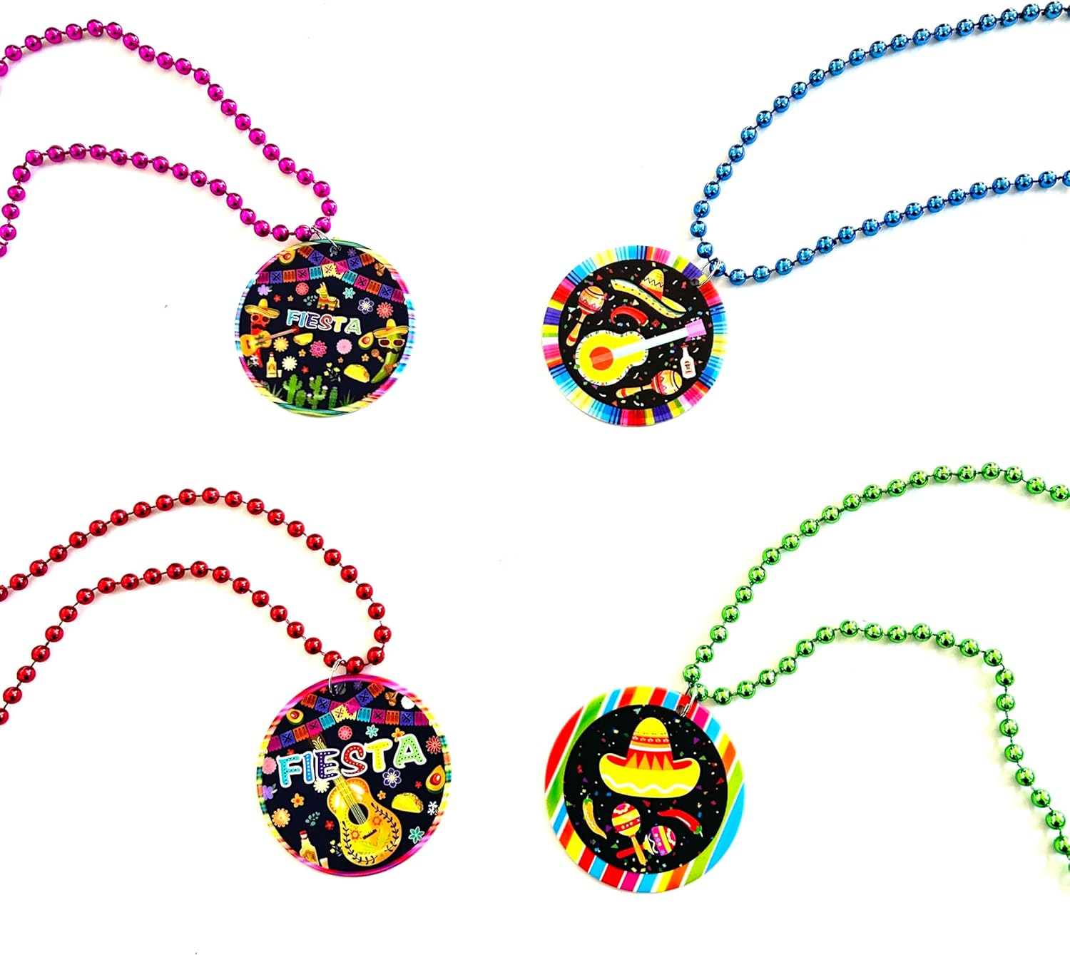 24 Pcs Cinco de Mayo Bead Necklaces Mexican Fiesta Party Favors Decorations Cinco de Mayo Fiesta Themed Medal Beads Necklace Party Supplies - Image 5