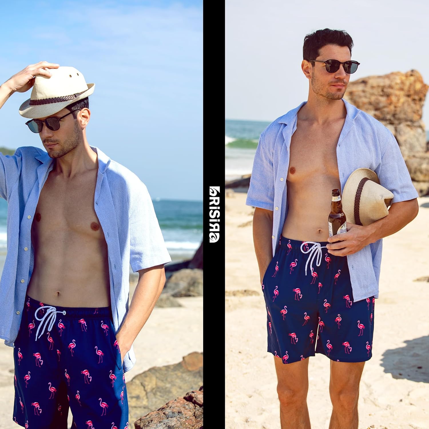 BRISIRA Mens Swim Trunks Swim Shorts 7 inch Compression Liner Bathing Suit Beach Shorts Swimwear Stretch Quick Dry Pockets - Image 5
