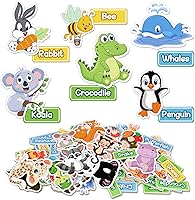 AKAYOK 90-Piece Felt Animals Set with Velcro Backs & Storage Pouch - Wild, Farm, Marine for Storytelling & Classroom Decor