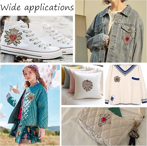Miniatura 2 de INFUNLY Parches de lentejuelas con cuentas, 3 parches geniales para chaquetas, parches de corazón de diamantes de imitación, parches para coser en
