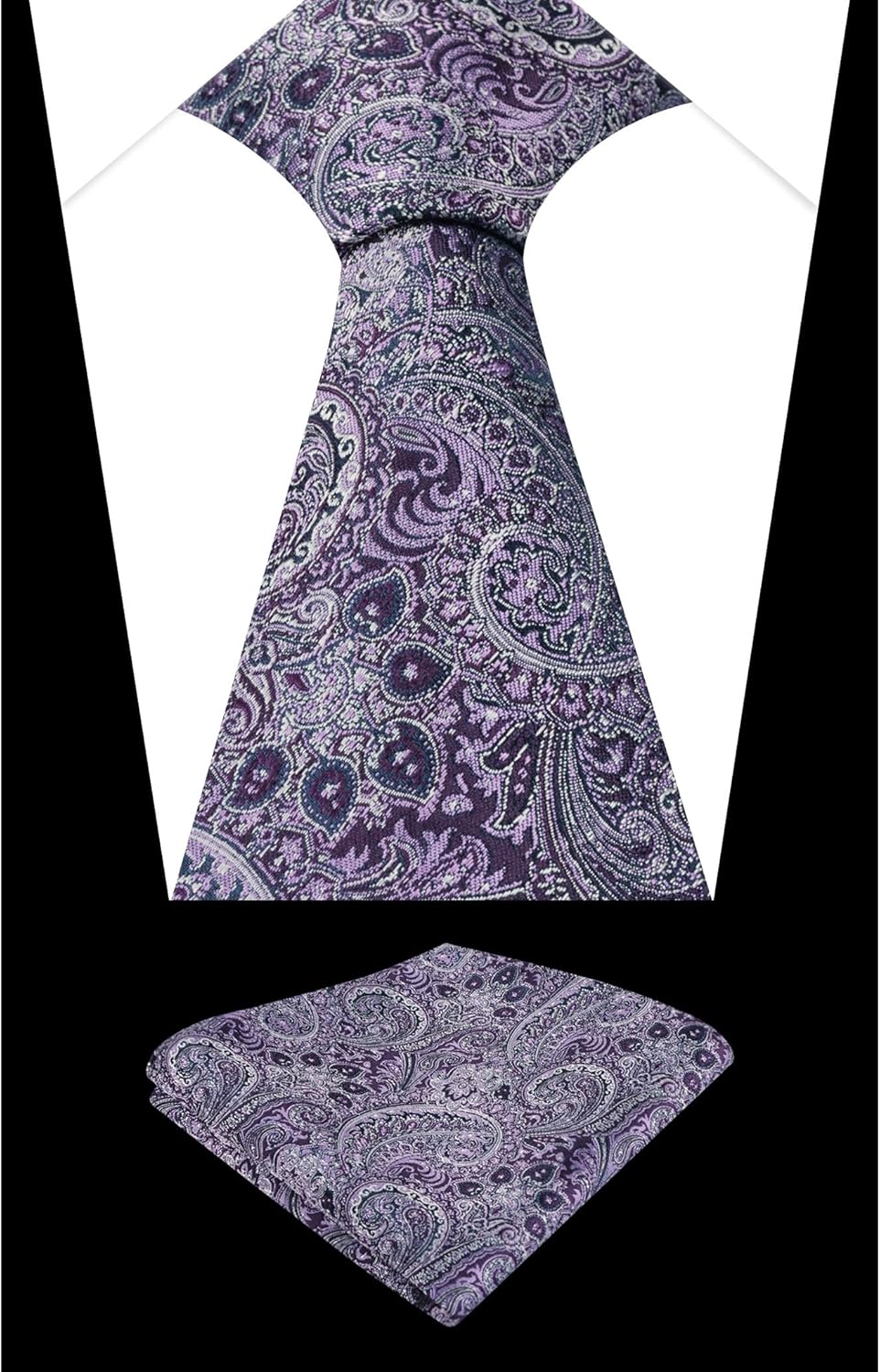 Alizeal Mens 2pcs Paisley 3.15'' Tie Set with Hanky Casual Floral Necktie Set - Image 4