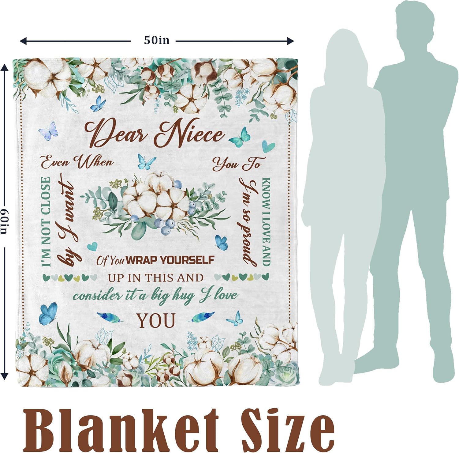 Niece Gifts for Aunt, Gifts for Niece from Auntie, to My Nieces Birthday Chrismtas Graduation Gift Blanket Throw 50“x60” - Image 5