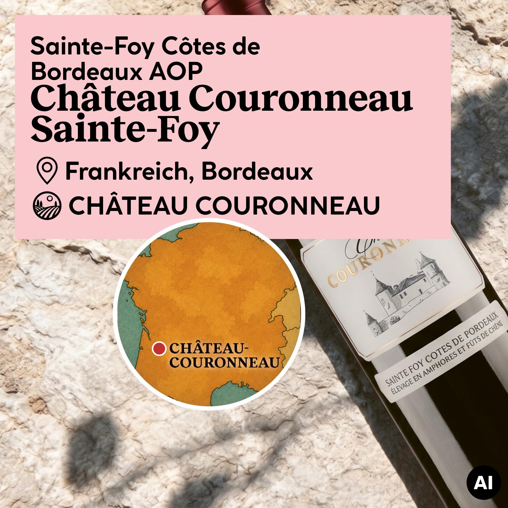 DELINAT Sainte-Foy 2021 – Französischer Bio-Rotwein trocken aus Bordeaux | Veganer Cuvée aus Merlot und Cabernet Franc, im Barrique ausgebaut, komplex & säurearm 6 x 0,75l