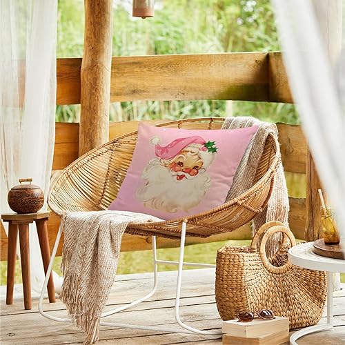 Miniatura 3 de Ayxvt Fundas de almohada de Papá Noel rosa de 18 x 18 pulgadas, fundas de almohada de Navidad rosas, fundas de almohada de Navidad para exteriores,