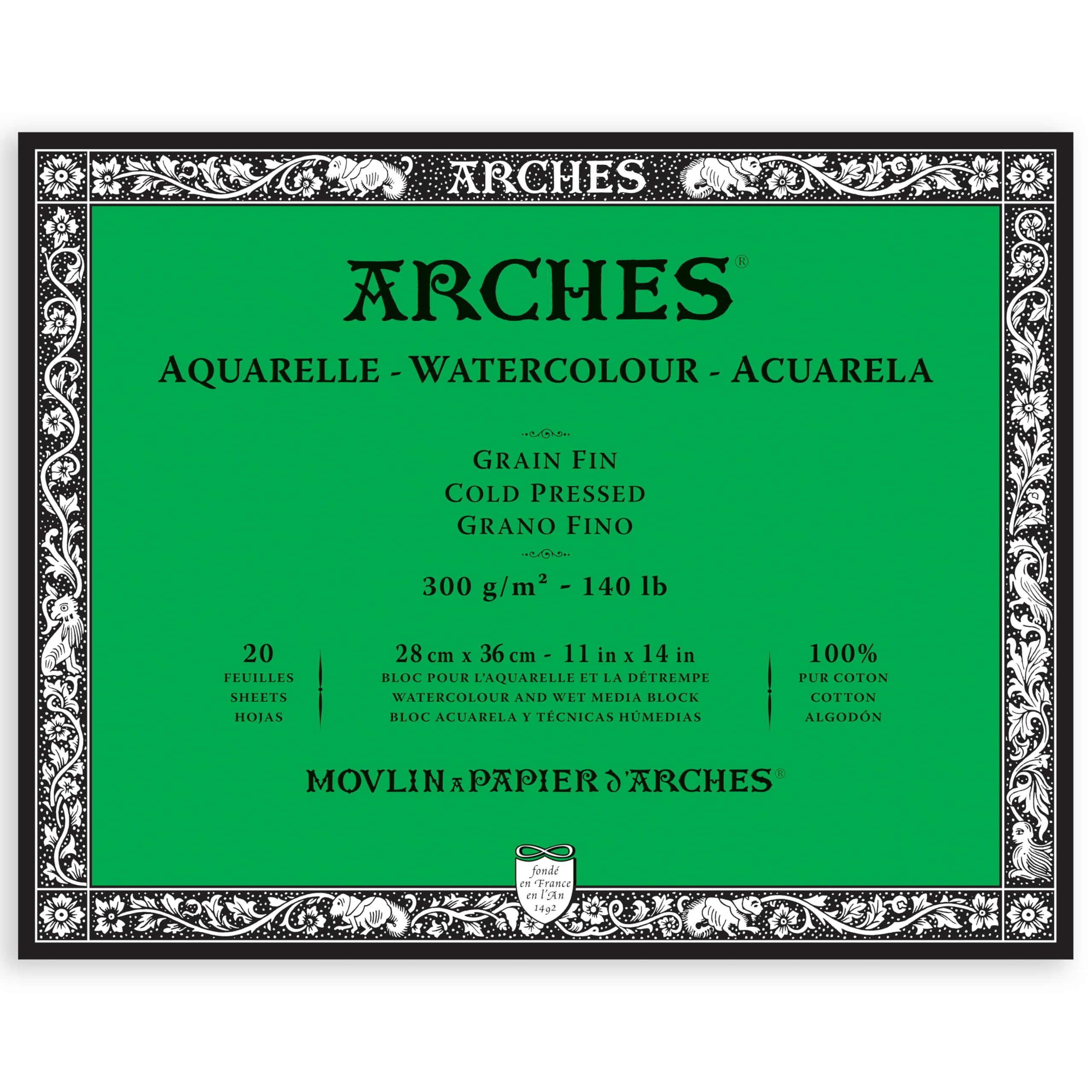 Aquarelle Arches Watercolour Paper 185gsm - Atlantis Art Materials