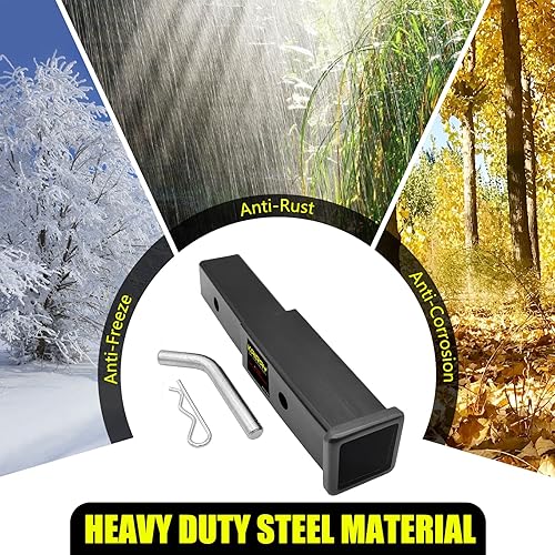 Miniatura 4 de Extensión de enganche de remolque, extensor de tubo receptor de 2 pulgadas, longitud de extensión de 7 pulgadas, con pasador de enganche de 58