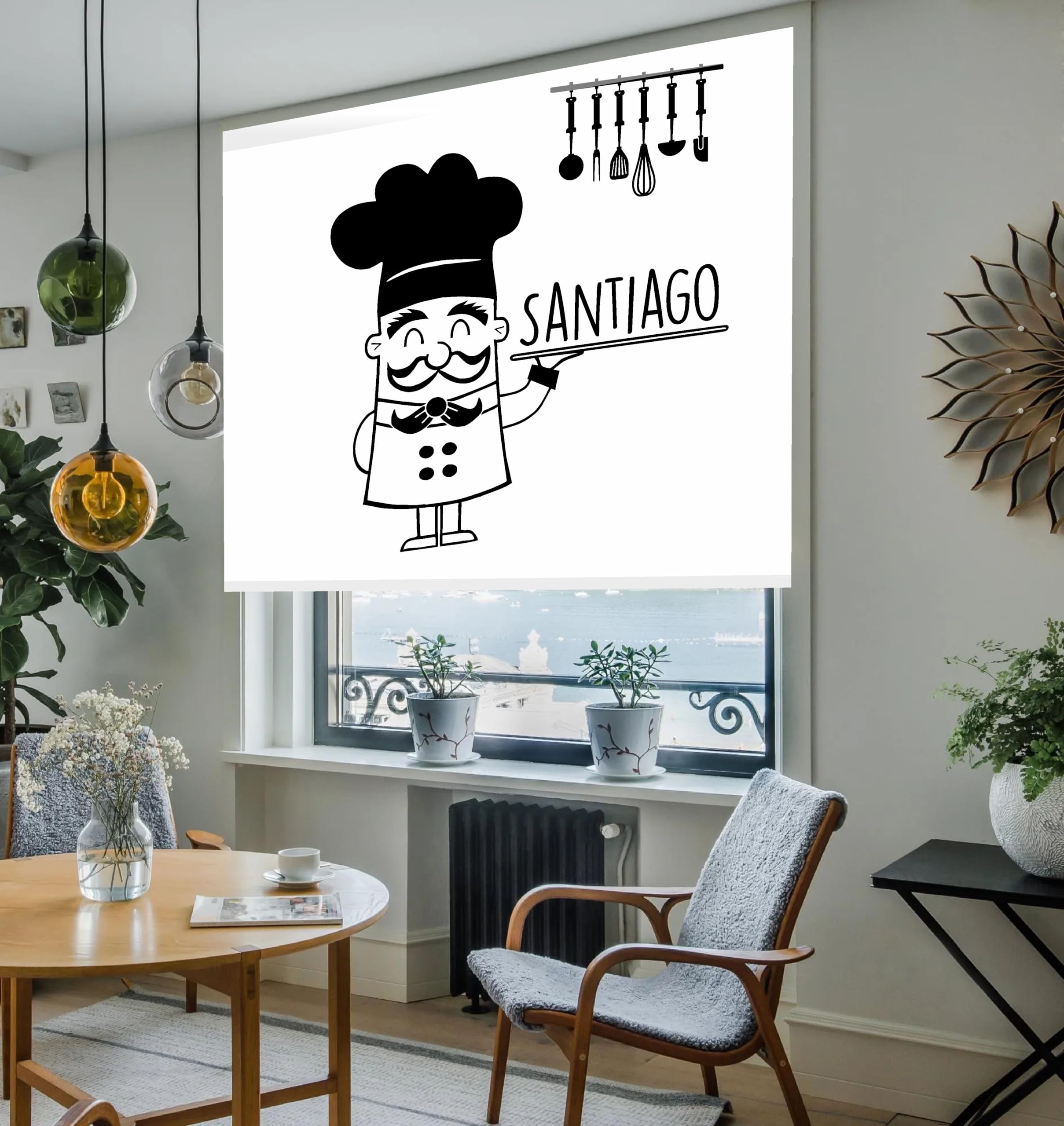 Estores personalizados Cocina Cheff. Estor enrollable translucido para cocina. Estores para poner nombre hombres Decoración hogar. Decoracion Cocinas (160x170)