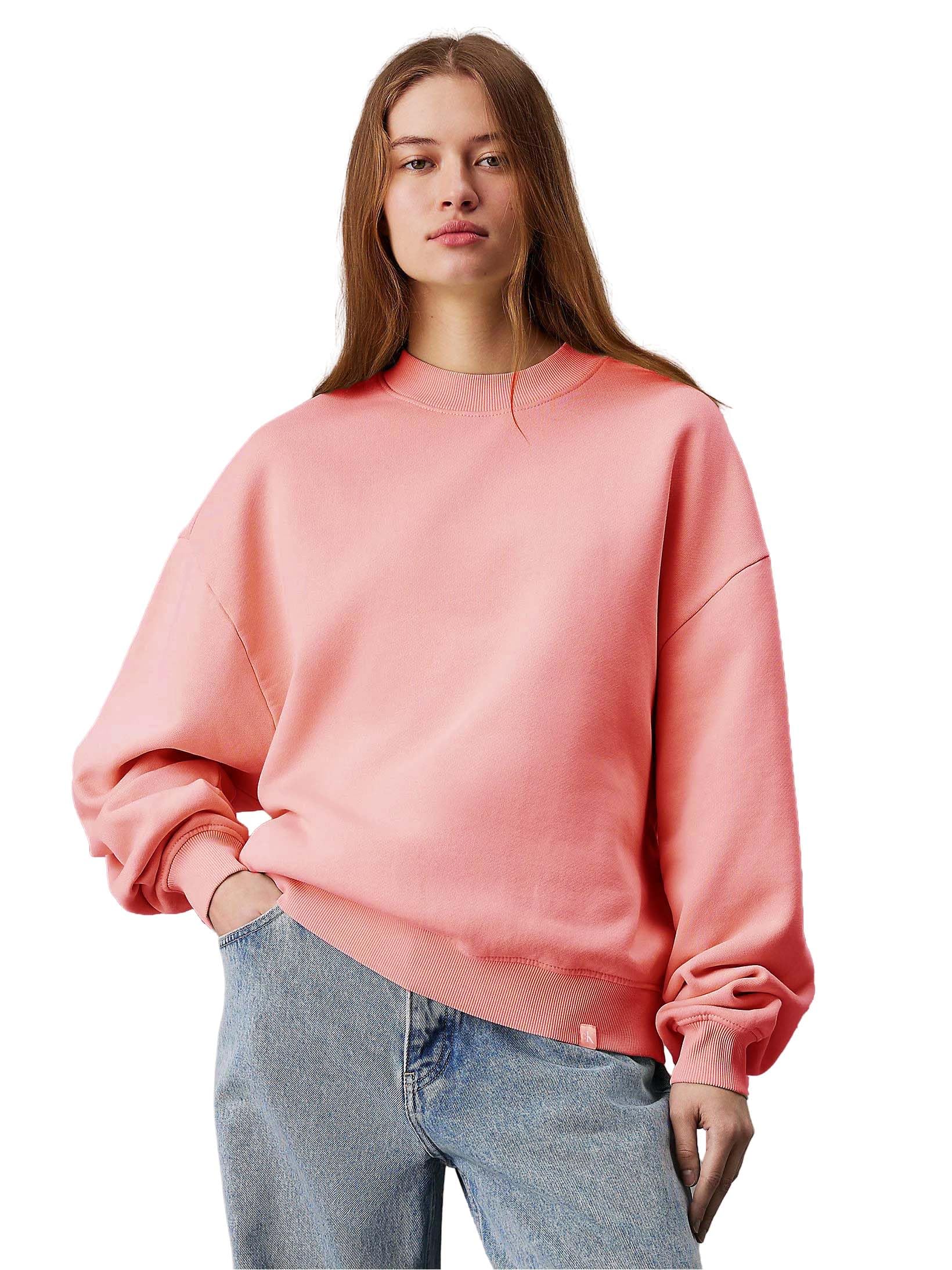 kotty Women's Fleece Sweatshirt Solid Pattern with Classic Round Neck(Pink,XL)-picture-16