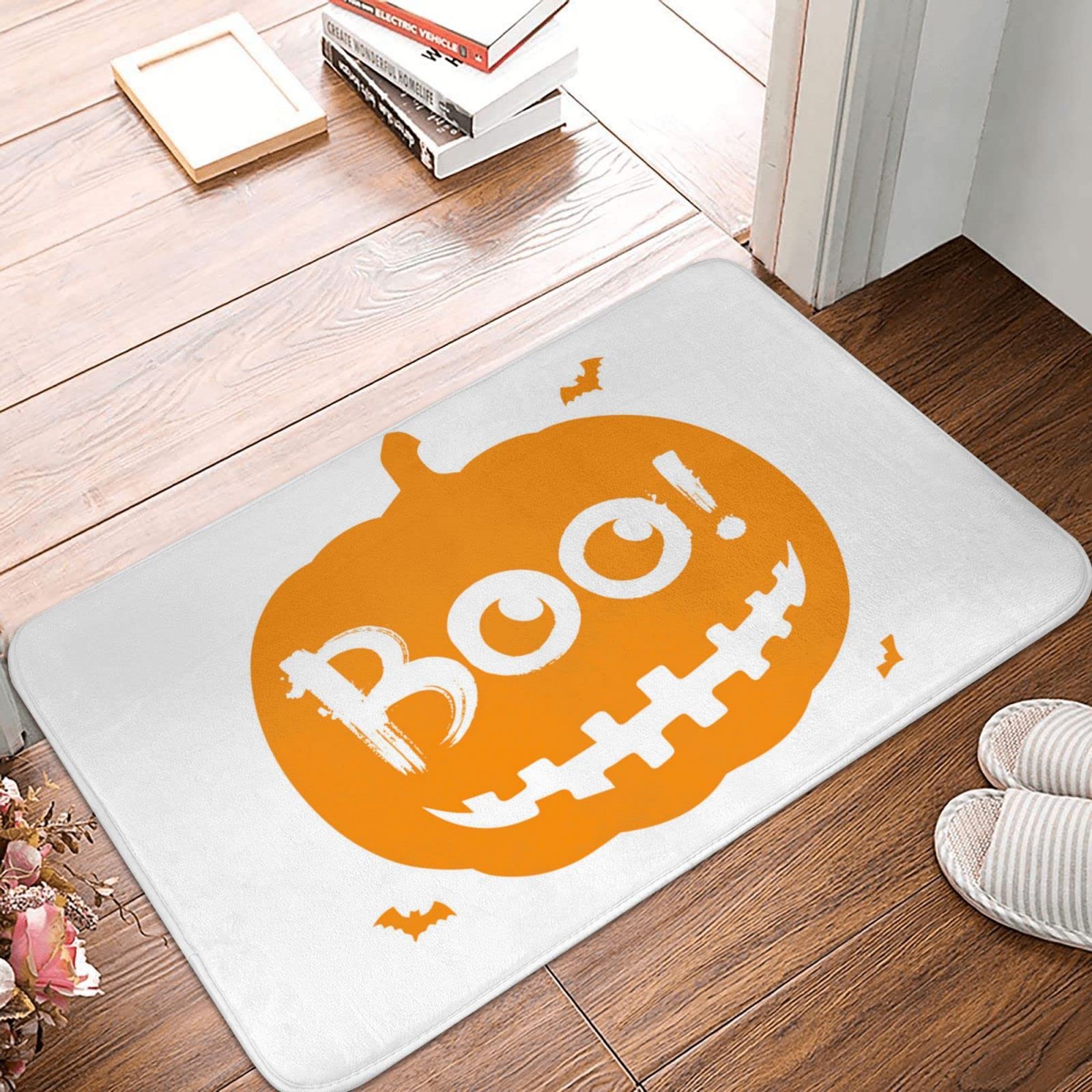 Tapis de porte d'extérieur Halloween Boo Citrouille Grand Format 65 x 90 cm COTECI