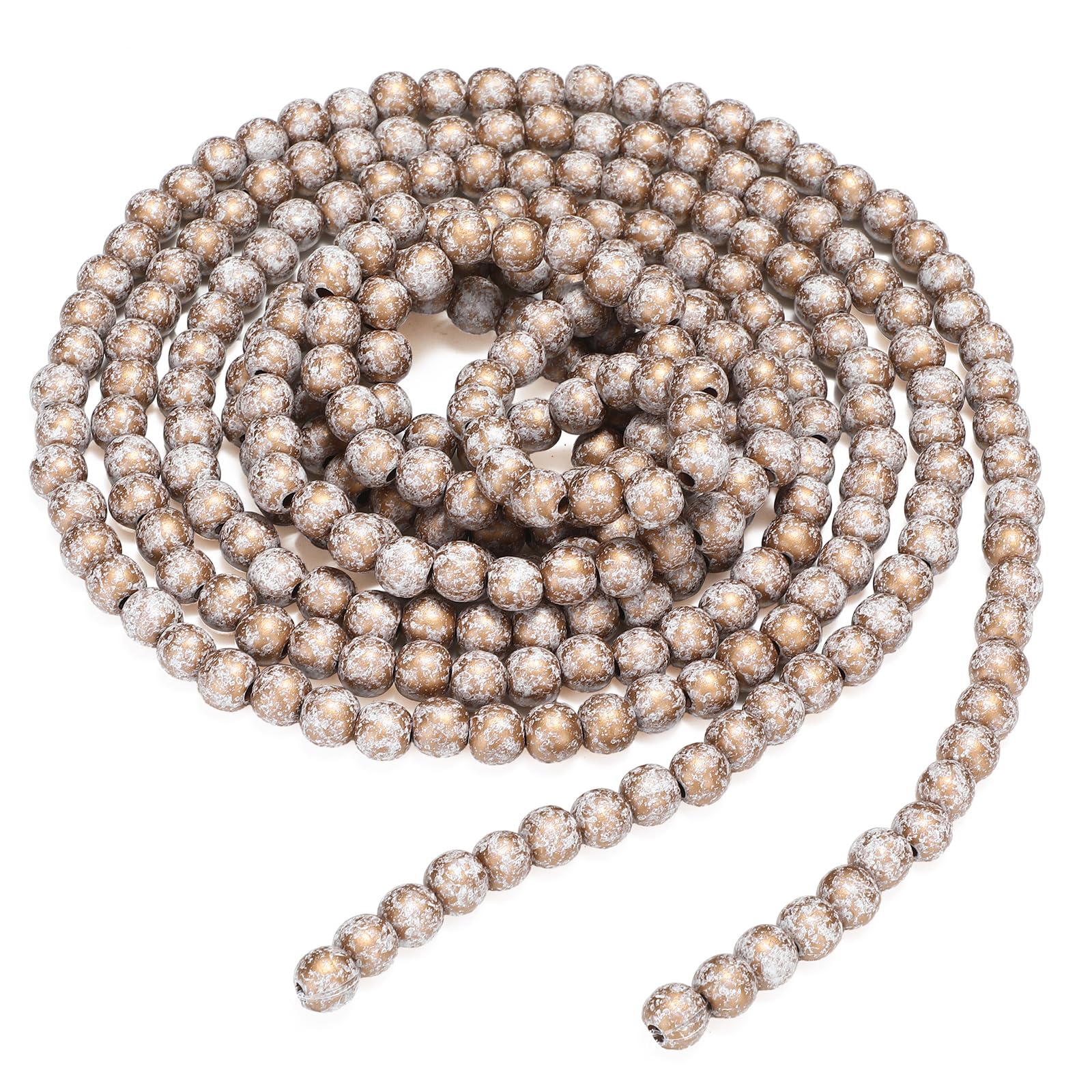 Hicarer Guirlande de perles de Noël en bois pour sapin de Noël - 3,7 m - Blanc doré