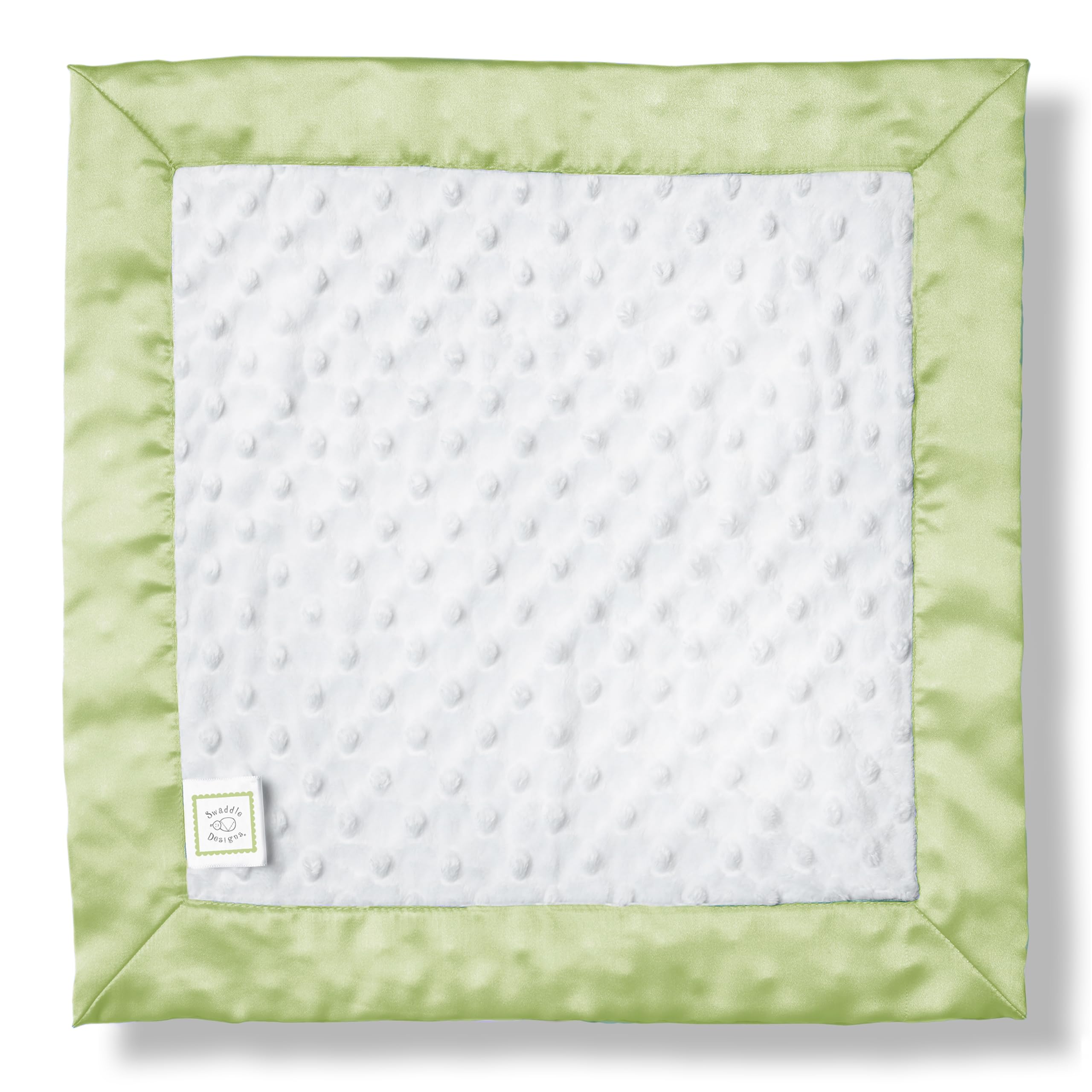 SwaddleDesigns Baby Lovie, Small Security Blanket, Plush Dots with Satin Trim, Kiwi