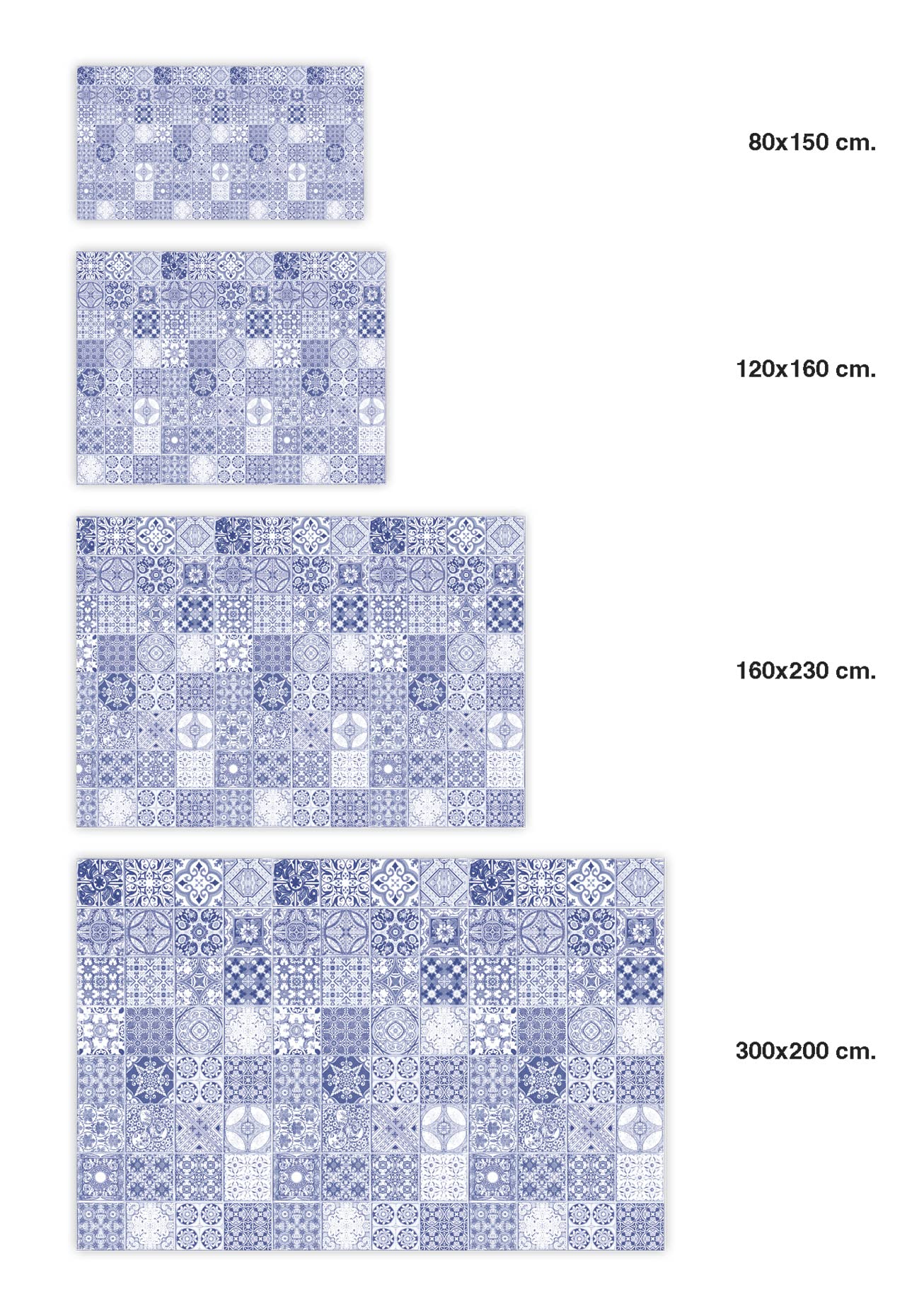 Panorama Alfombra Vinílica - Modelo Hidráulica Jaén Azul 200x200 cm - Varios tamaños - Decoración Hogar, Cocina, Salón
