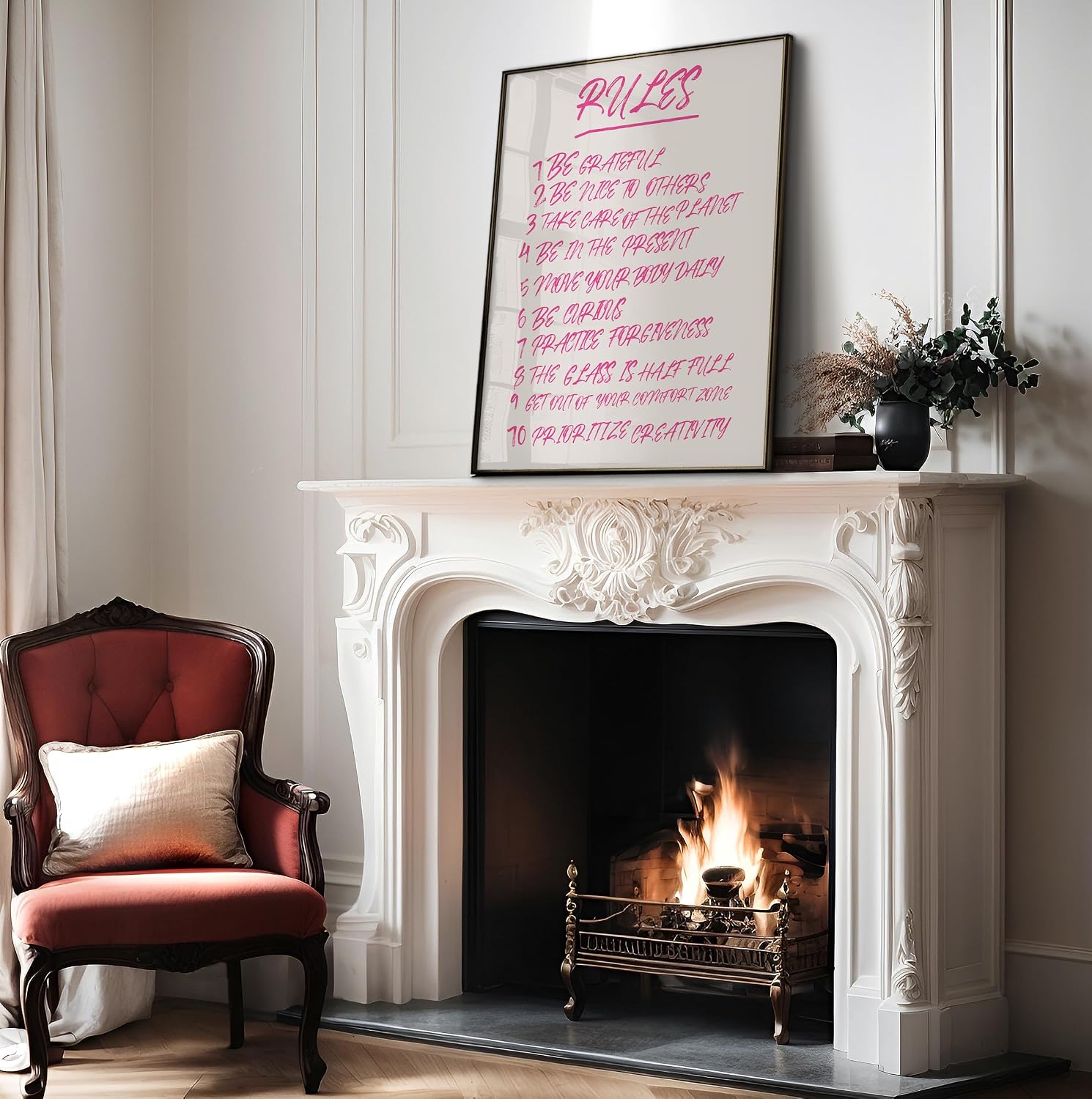 Poster Master 10 Rules Print - Pink Typography Poster - Preppy & Pop Art - Trendy Gift for Men & Women - Aesthetic Wall Decor for Bedroom, Living Room, Office or Dorm - 8x10 UNFRAMED Wall Art