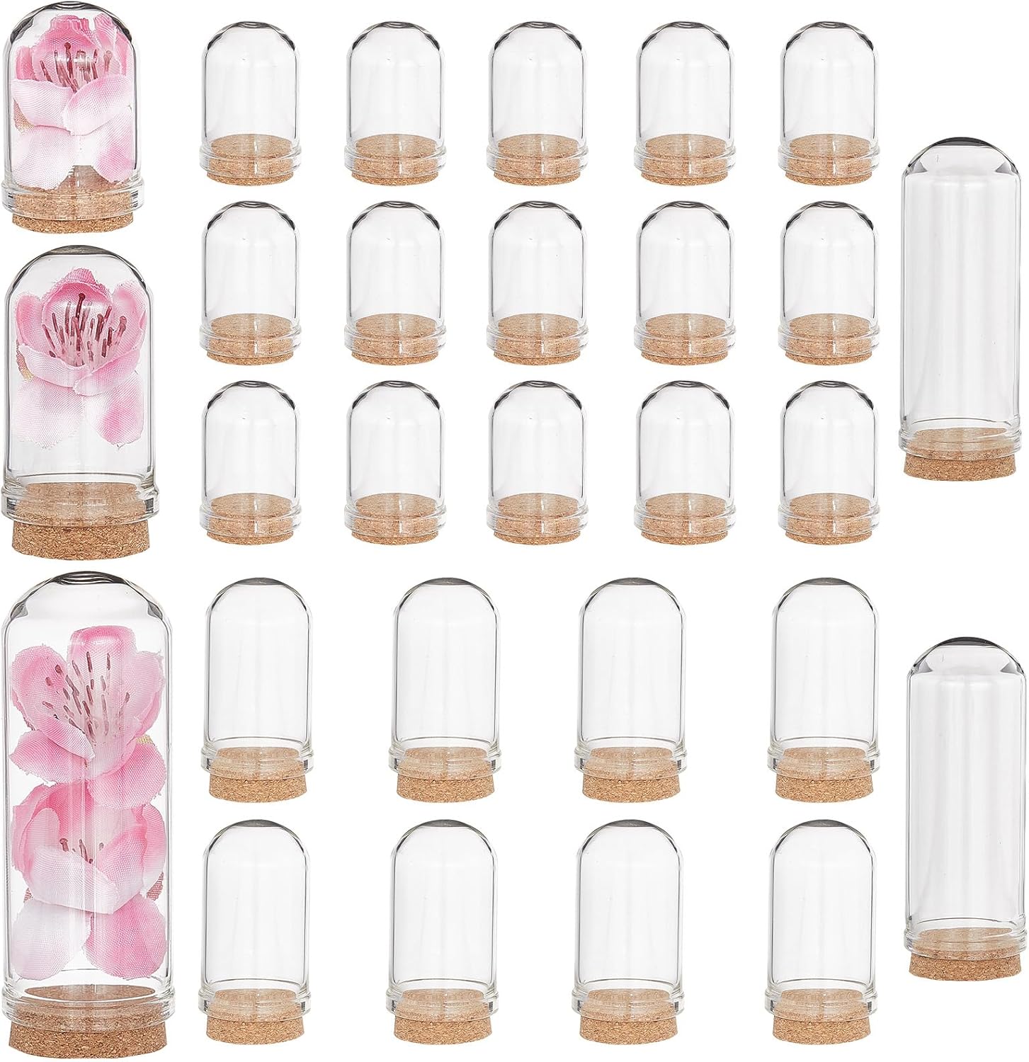 CRASPIRE 25Pcs Glass Cloche Dome 2.8inch Bell Jar Bottles Mini Display