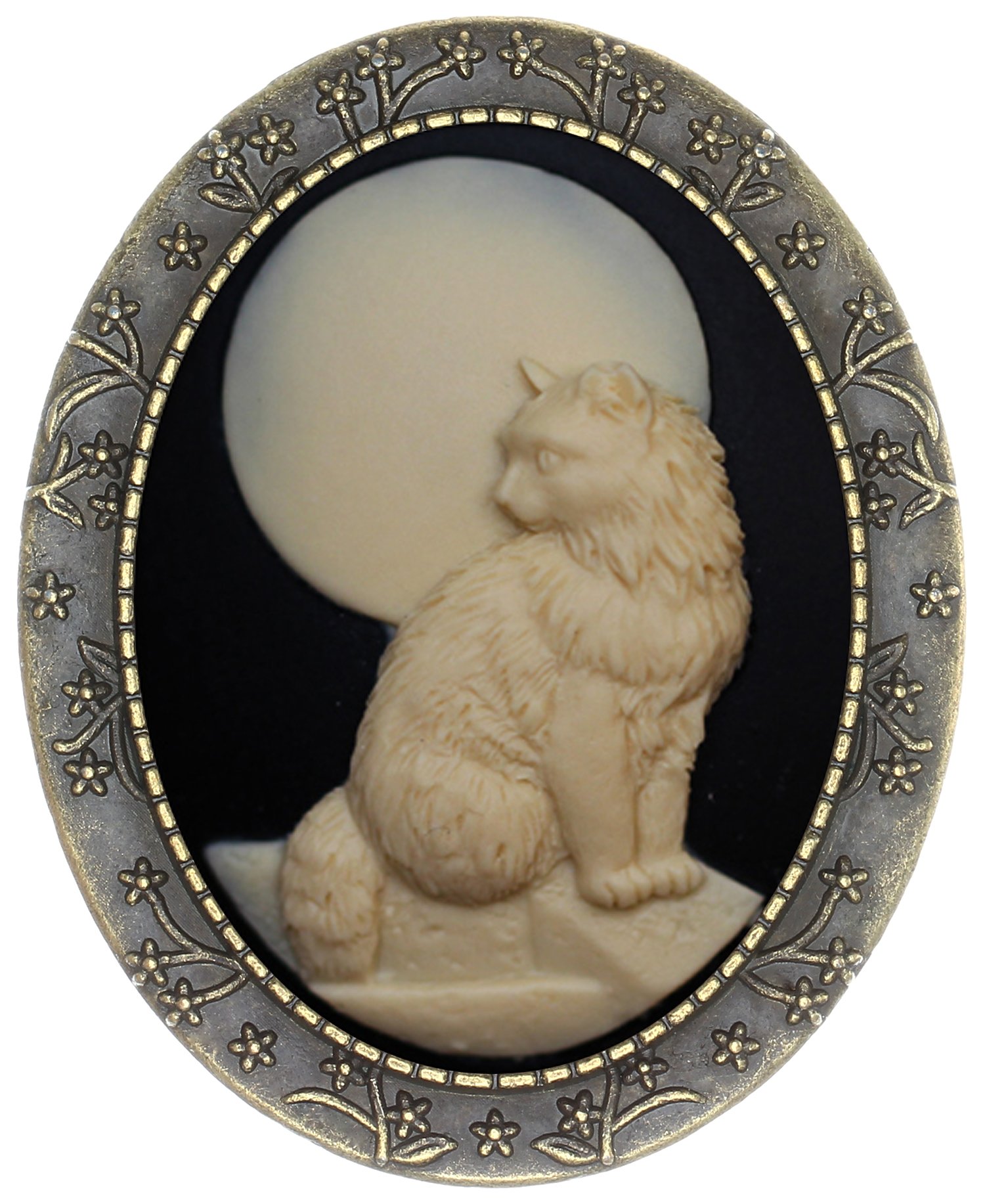 Floral Pin Brooch Antique Brass Flower Decor Fashion Cameo Jewelry Pouch for Gift