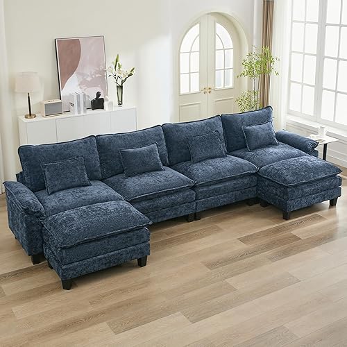 Miniatura 61 de URRED Cloud Couch - Sofá modular modular de 87 pulgadas, moderno sofá de asiento profundo en forma de L con otomana y almohadas, sofás de felpilla