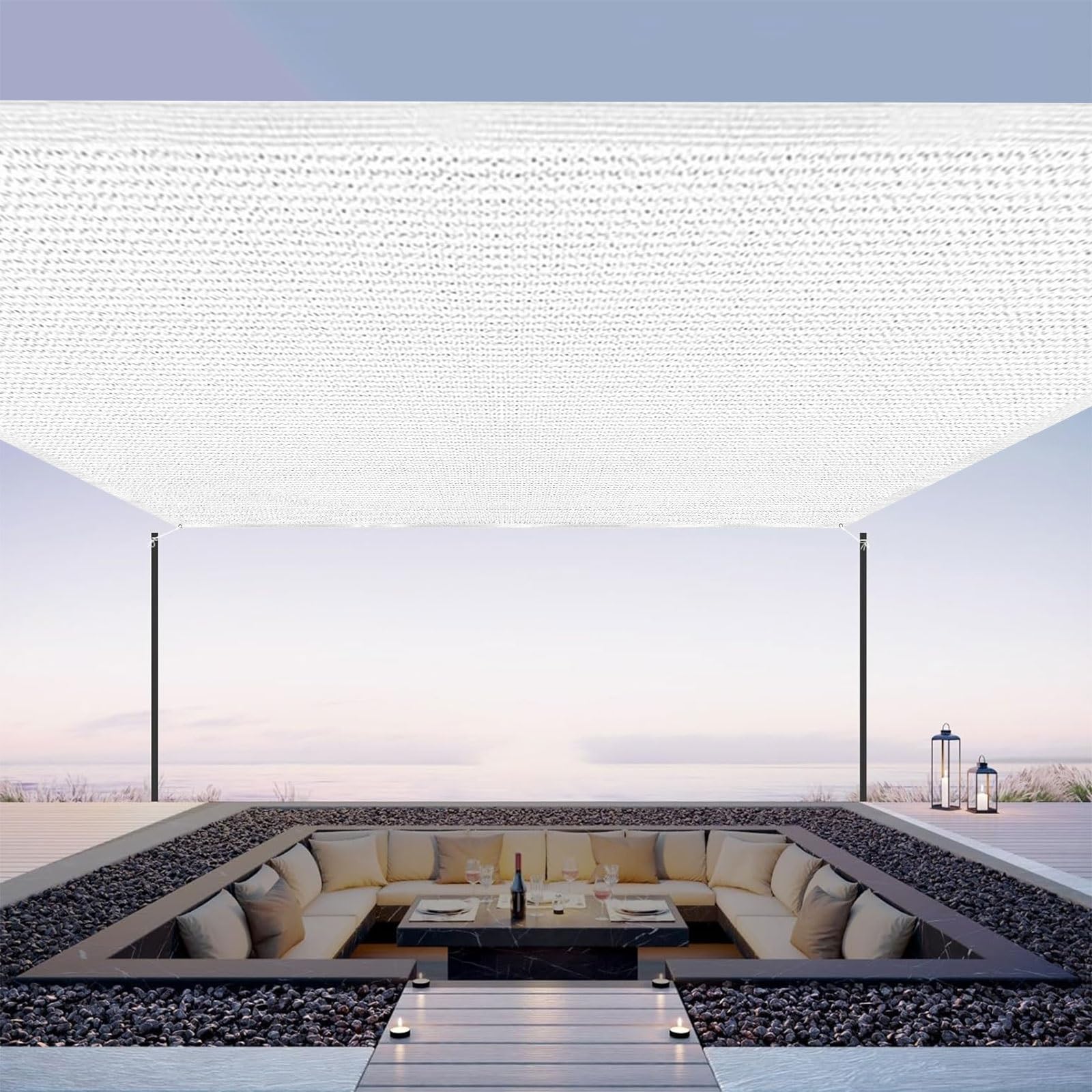 Brise Vue pour Balcon 130 x 300 cm avec Œillets Cordons Ecran de Protection avec Œillets Cordons pour Jardin Balcon, Blanc