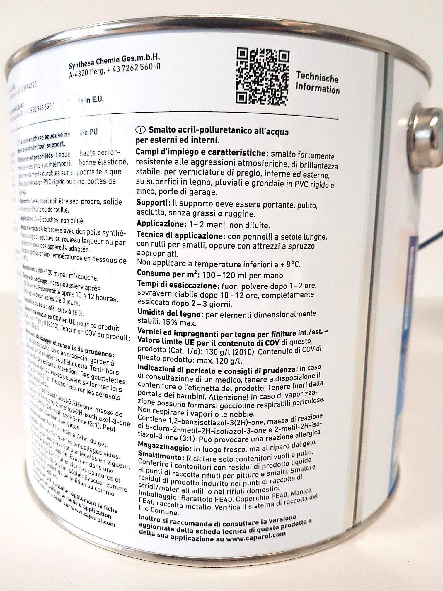 Caparol Capacryl PU-Satin hochwertiger, PU verstärkter Acryllack 2,500 L