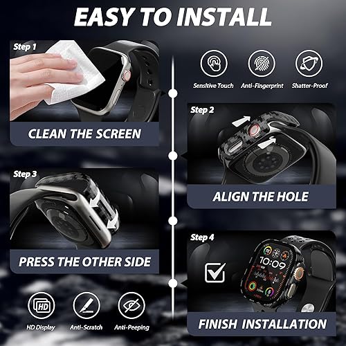 Miniatura 5 de Funda para Apple Watch de 1.575 pulgadas con protector de pantalla de privacidad, antimiradas, funda protectora ultrafina para Apple Watch Series 6