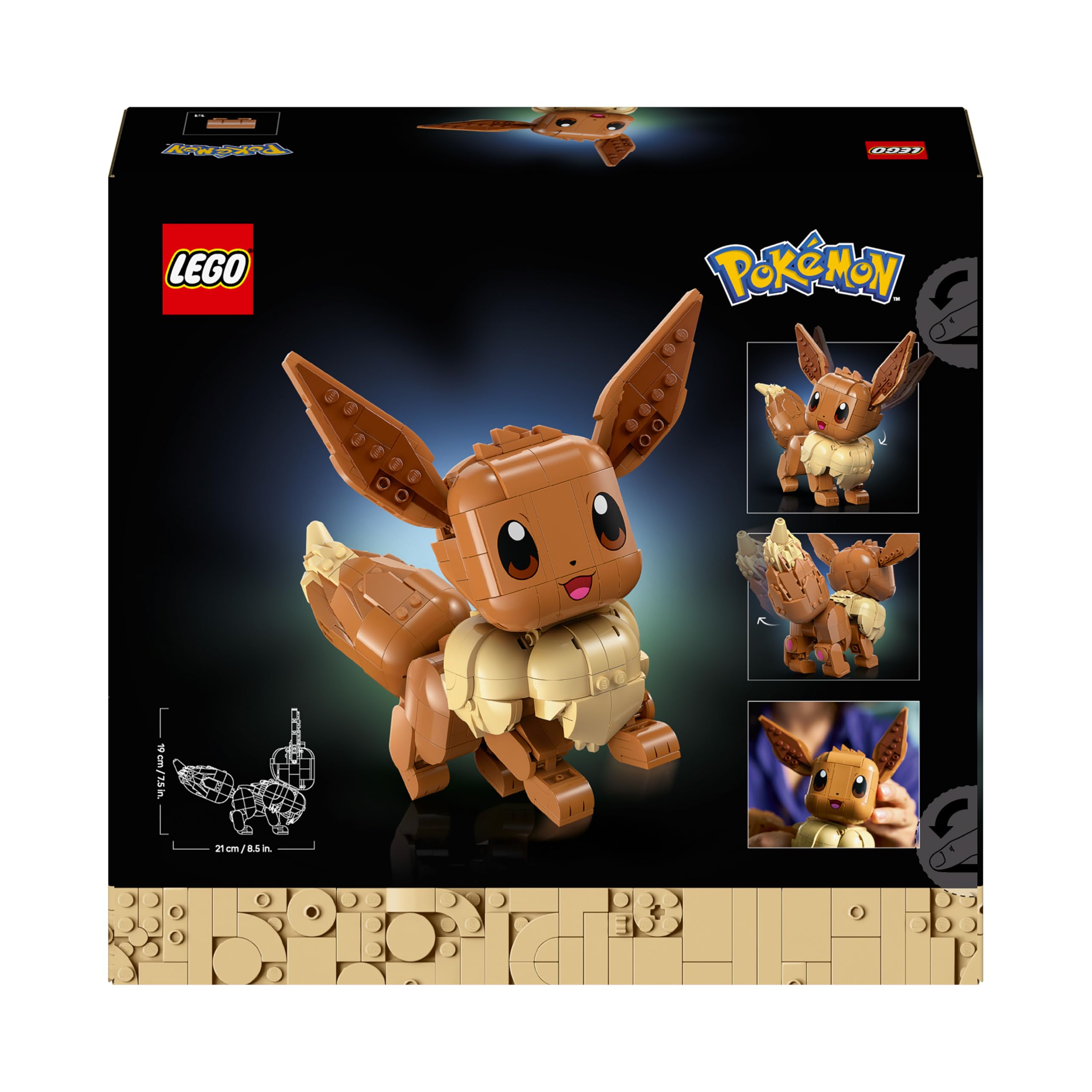 LEGO Pokémon Eevee - Kit de Construcción para Adultos - Maqueta 3D de Puzzle Anime - Figura Articulada con Extremidades, Orejas y Cola Móviles - Decoración de la Habitación - Regalo Gamer - 72151