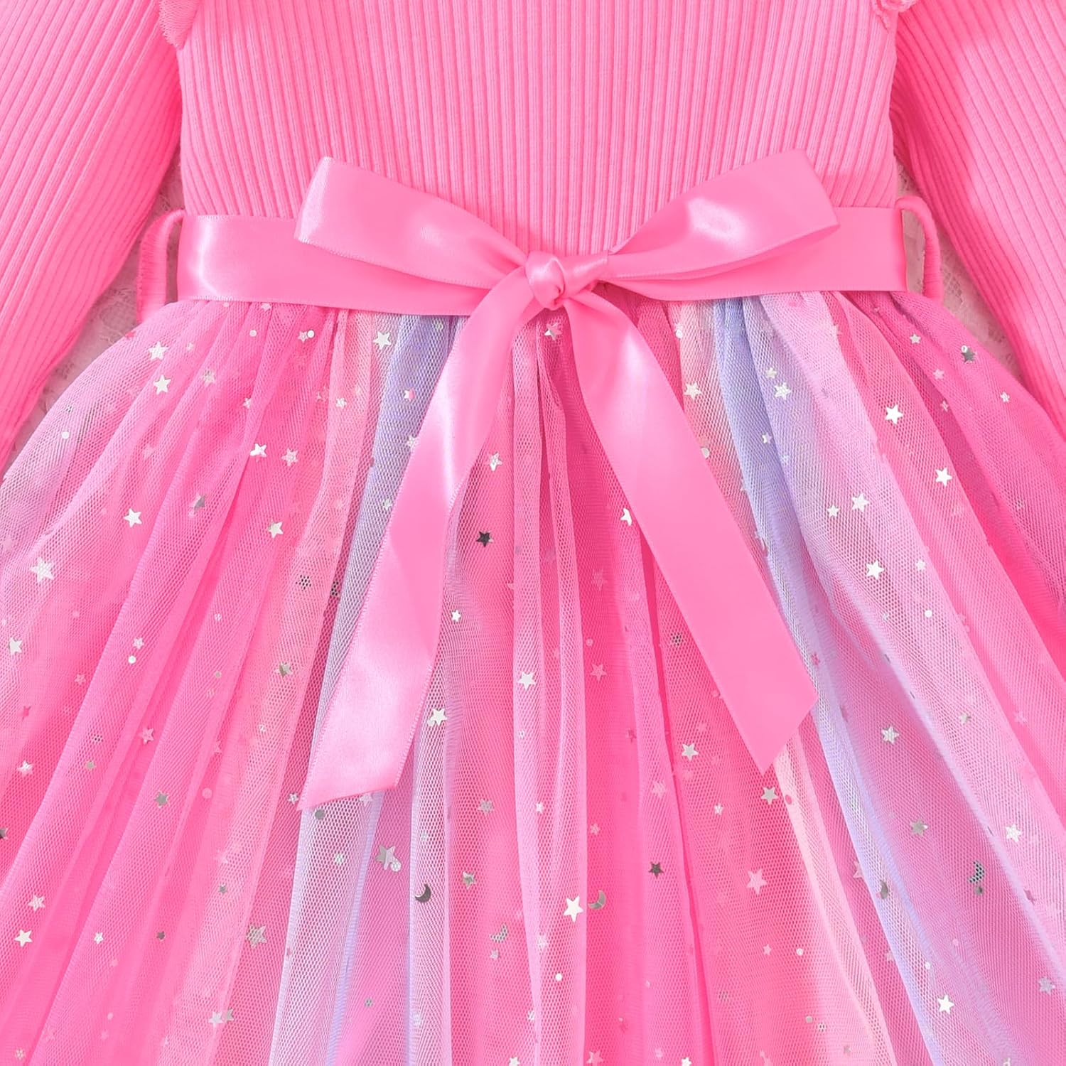 Toddler Girl Long Sleeve Tulle Dress 1-5 Years - Image 4