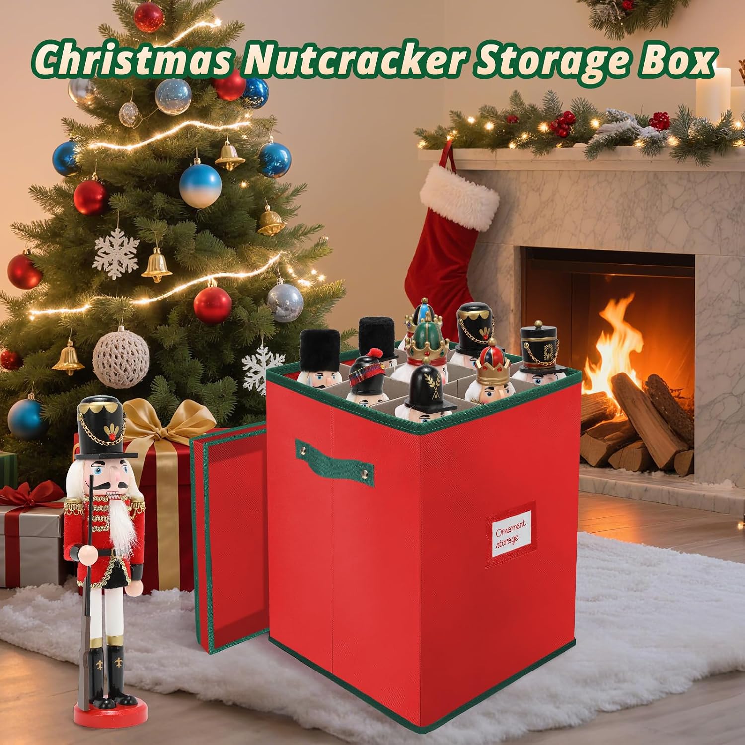 Christmas Nutcracker and Figurine Storage Box, Keeps 9 16" Tall Nutcrackers