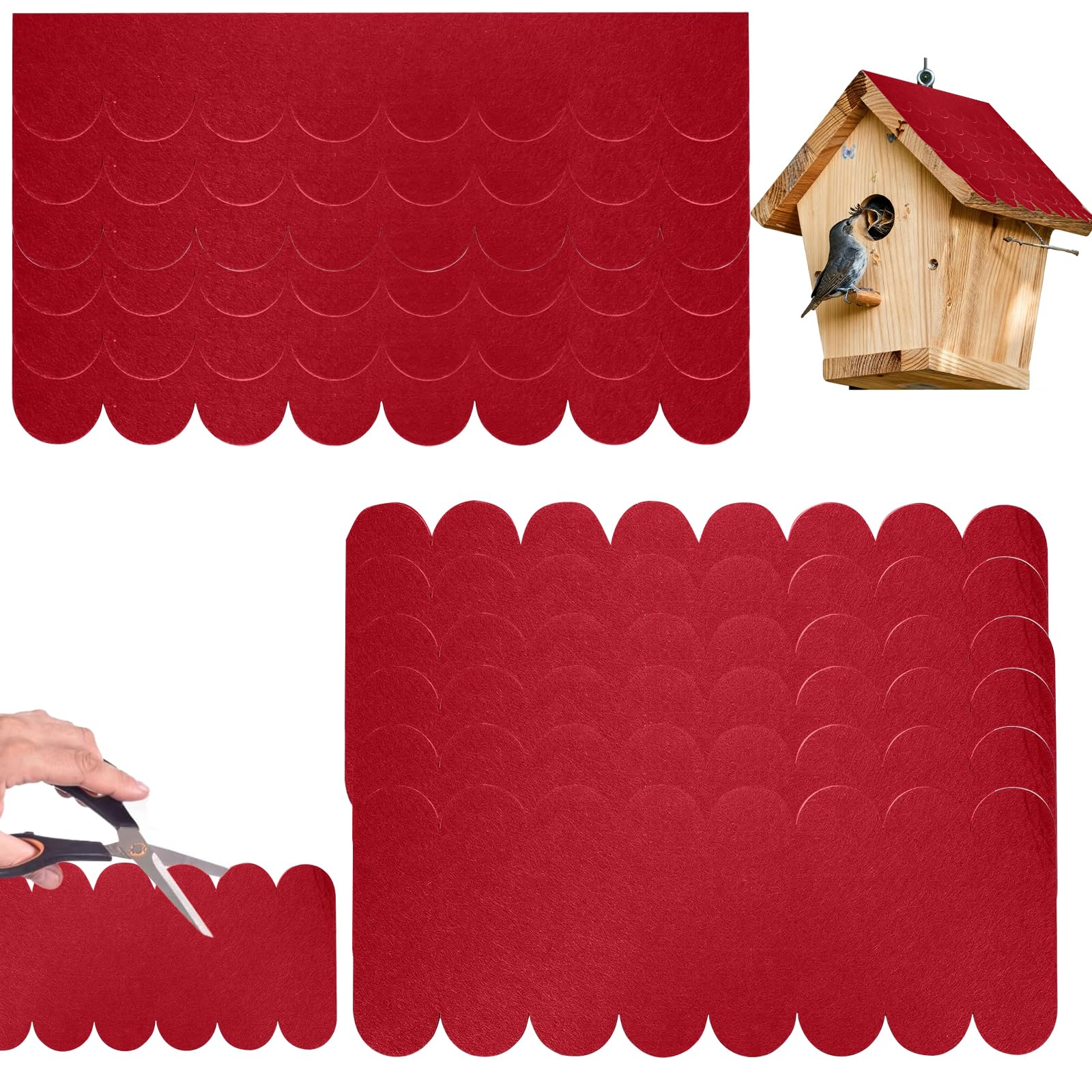 20 Piezas de Tejaspanel Sandwich Tejado para Techos de Casitas de Pájaros, Nest Membrana Impermeable y Resistente Al Desgarro para Techos de Casetas de Perros y Buzones (rojo)
